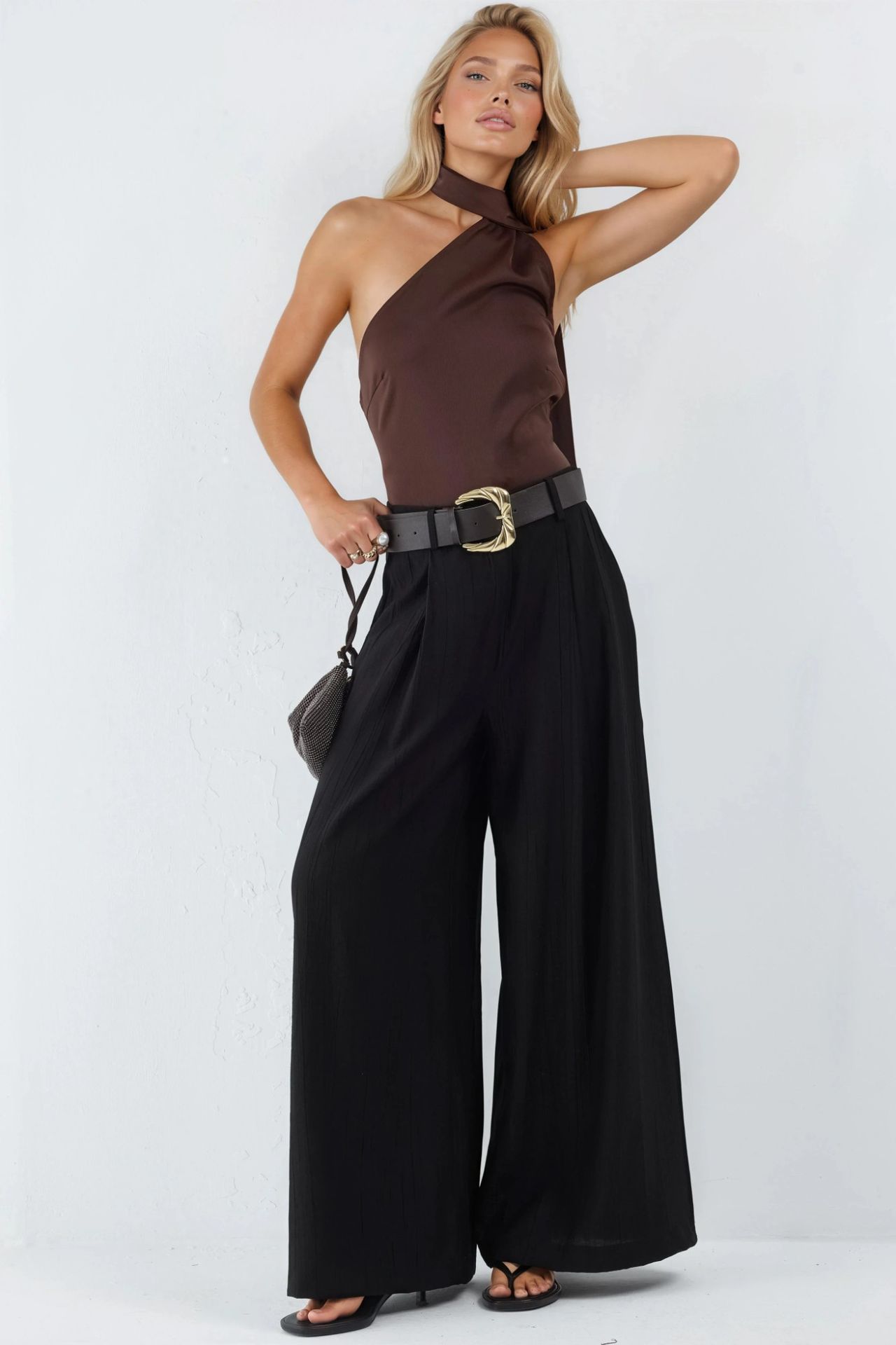 BUSEM High Waist Wide Leg Pants with Pleats 4