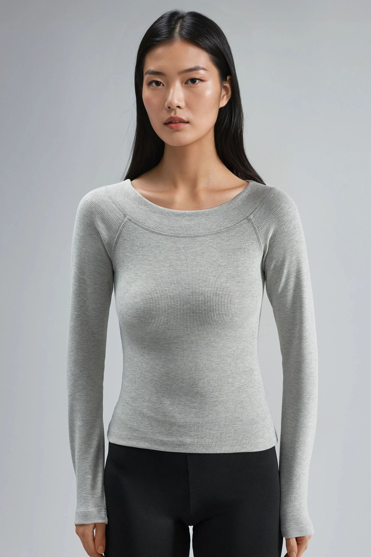 BUSEM Slim Fit Ribbed Boat Neck Blouse 8