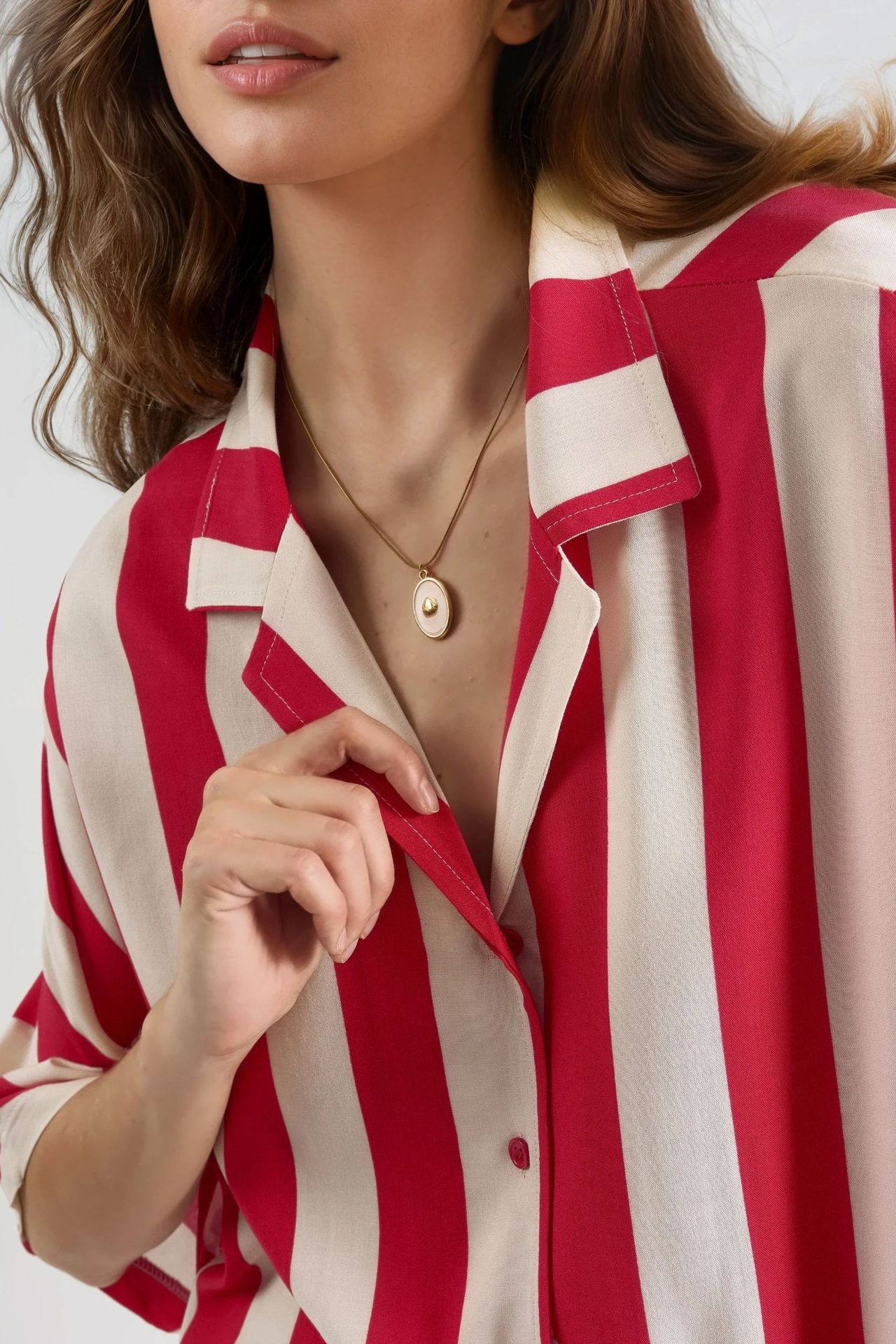 BUSEM Relaxed Fit Striped Button-Up Shirt 6