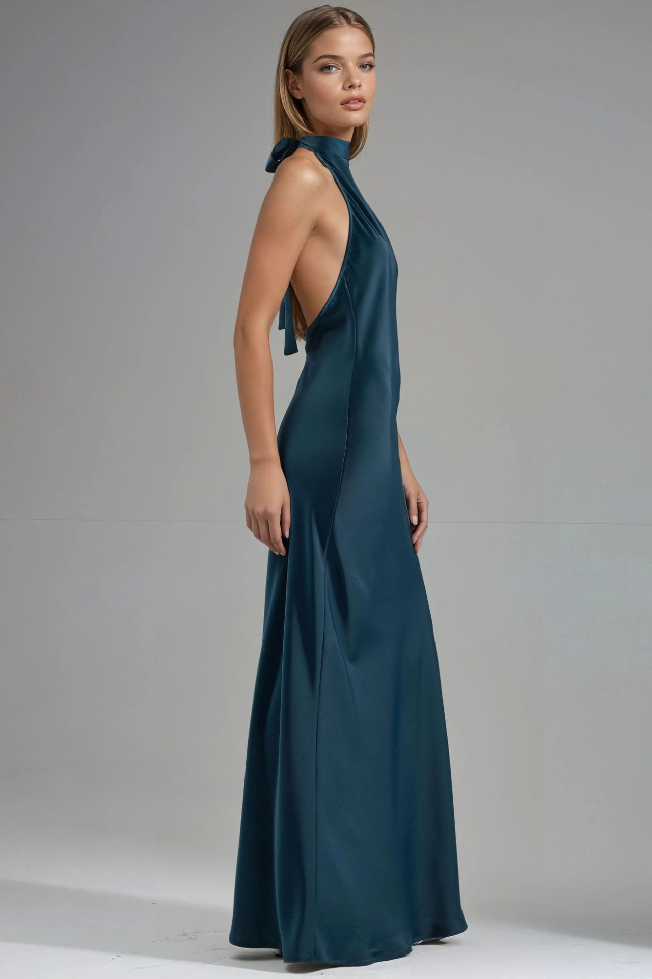 Halter Neck Satin Maxi Dress 3