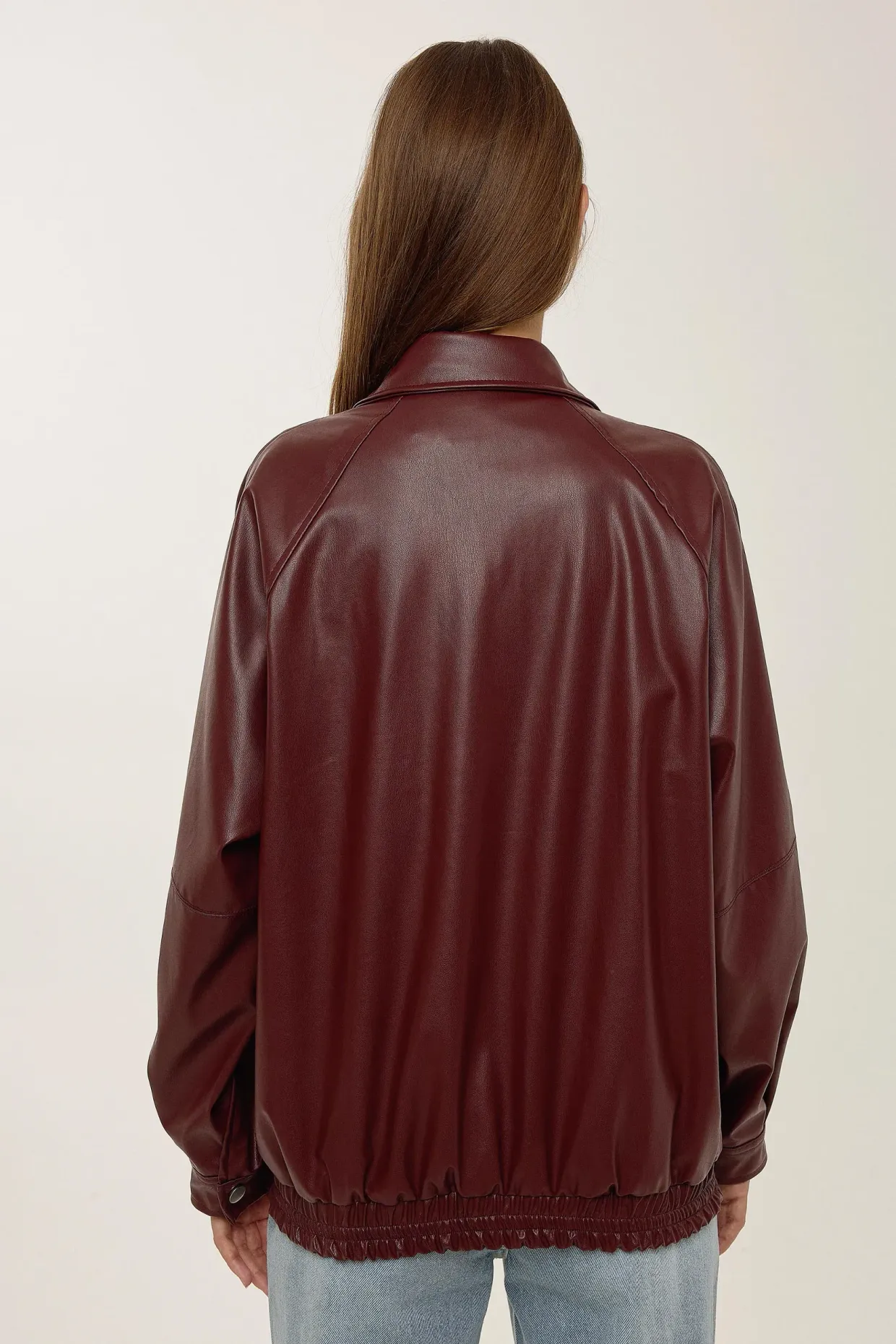 Oversized Faux Leather Snap-Front Jacket 5