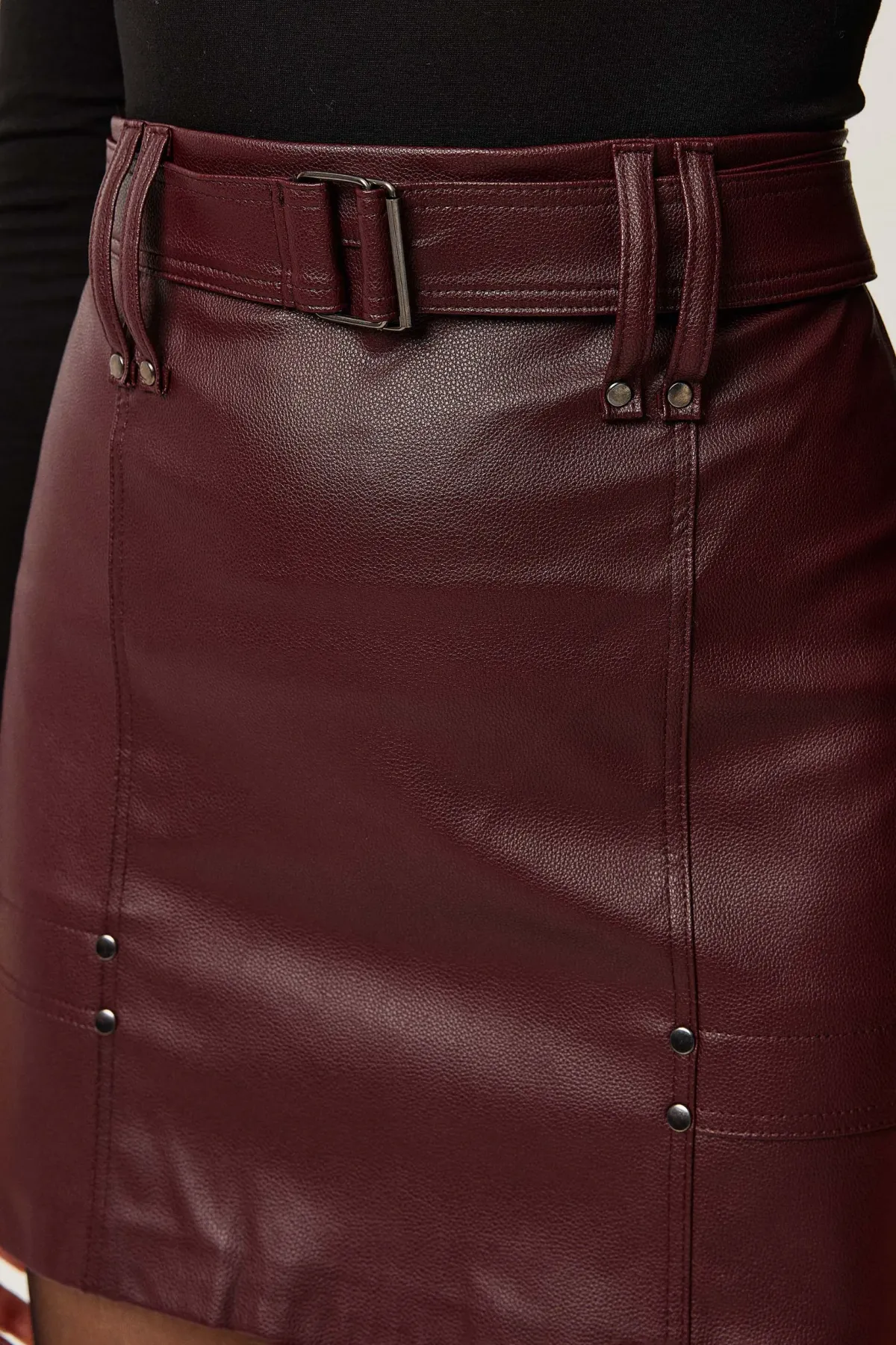 Belted Faux Leather Mini Skirt 5
