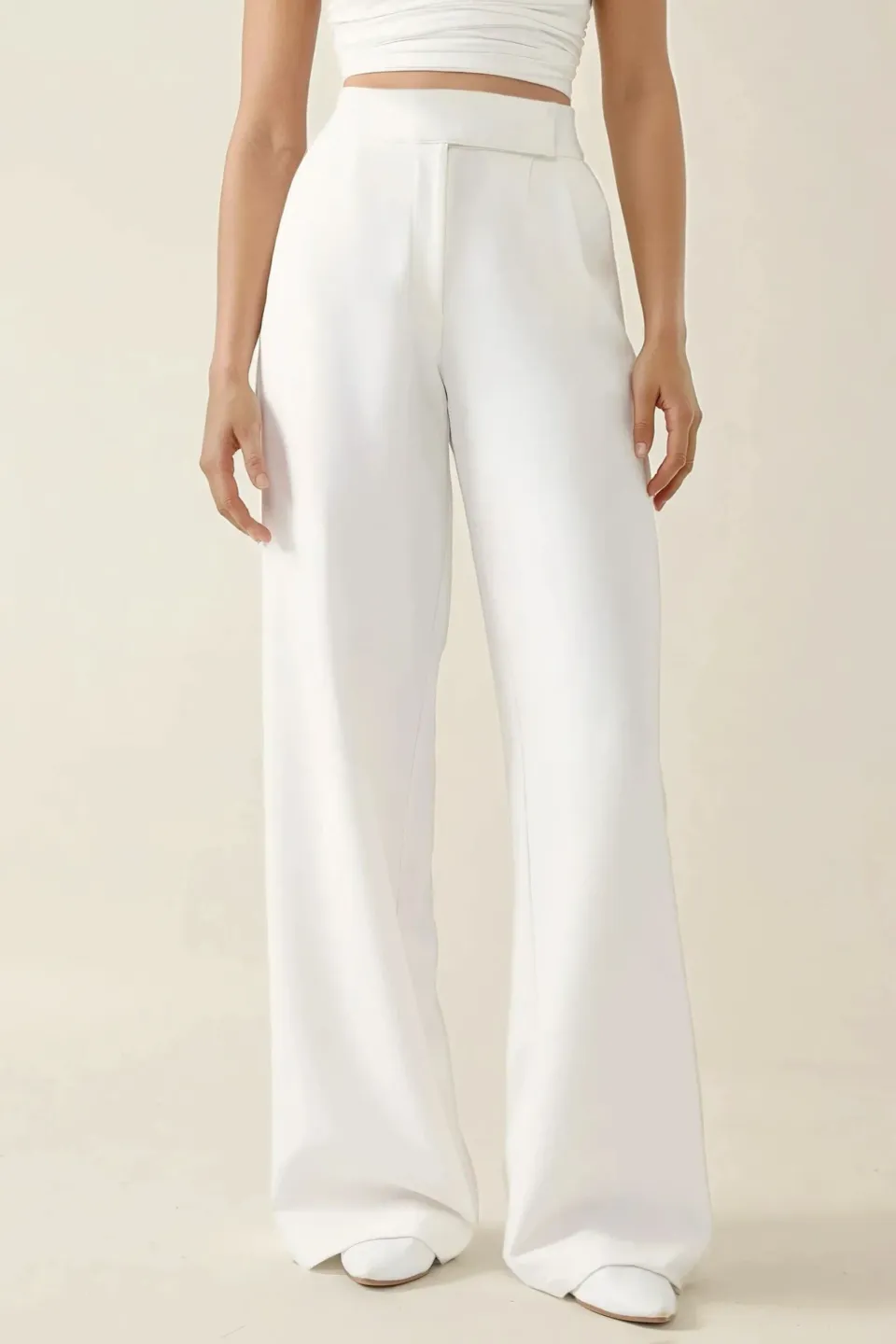 Normal Waist Pleated Palazzo Pants
