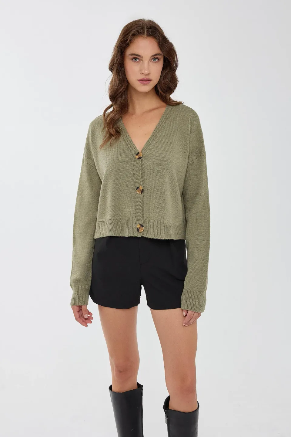 Relaxed Fit V-Neck Knit Cardigan