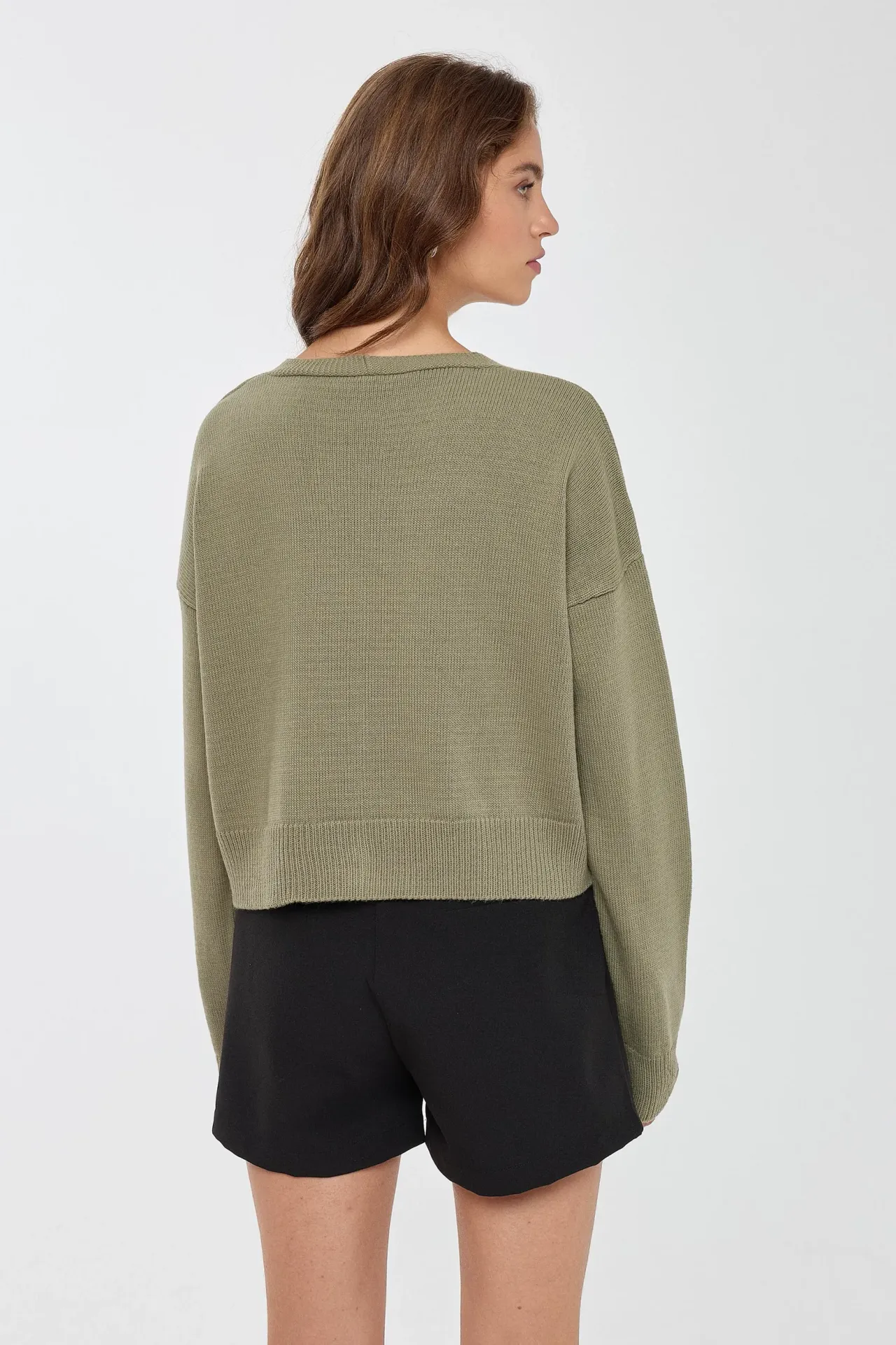 Relaxed Fit V-Neck Knit Cardigan
