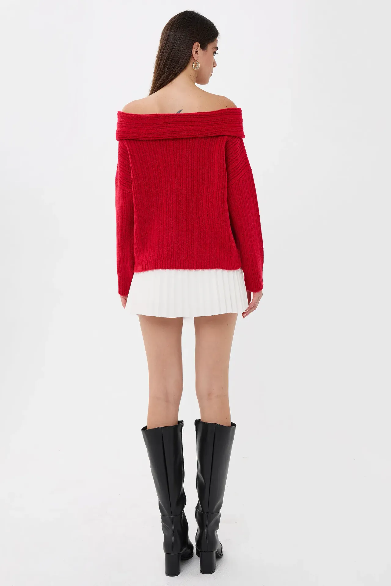 Off-Shoulder Knitted Sweater