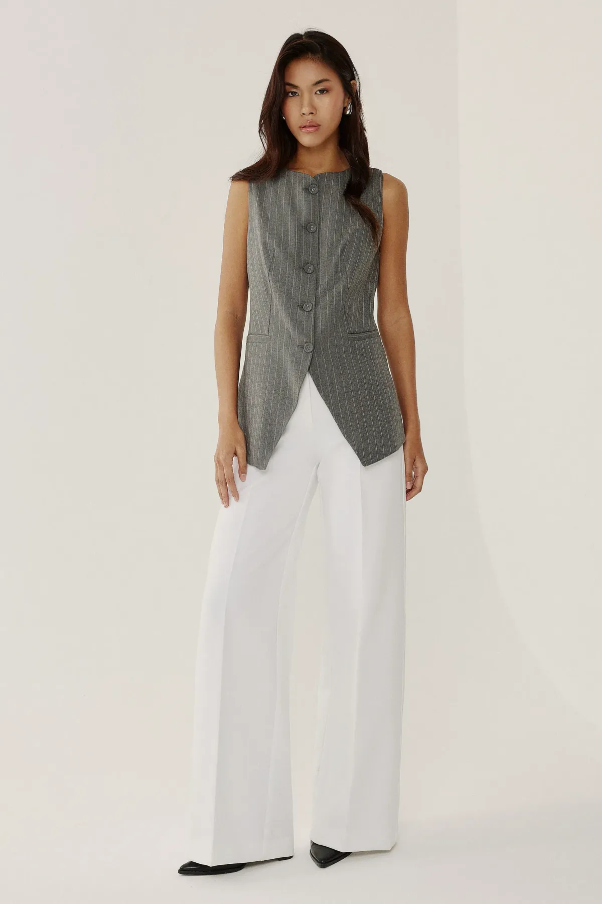 Striped Round Neck Sleeveless Waistcoat 2