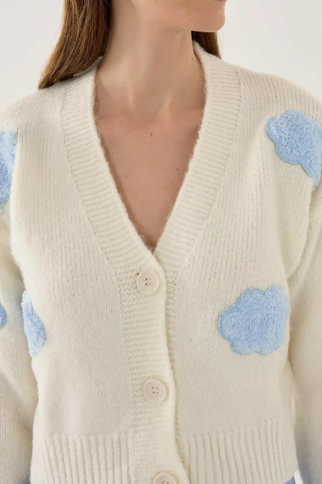 Abstract Pattern V-Neck Button Cardigan