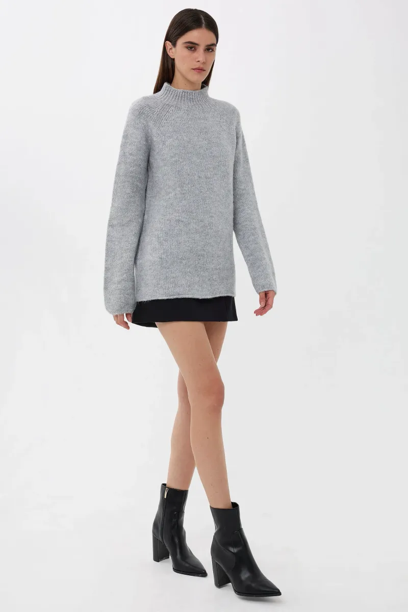 Oversized High-neck Knit Sweater 2