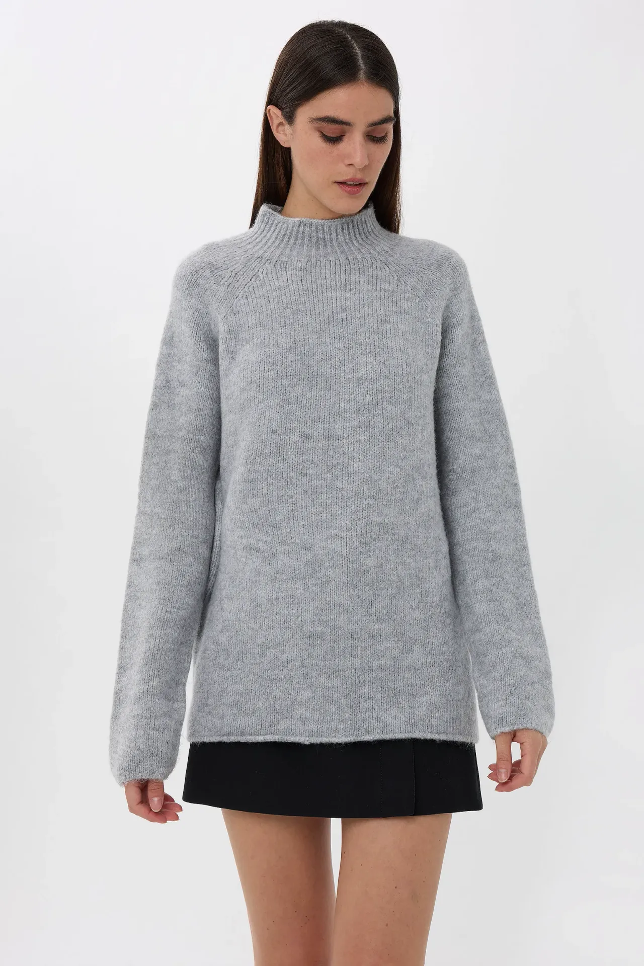 Oversized High-neck Knit Sweater