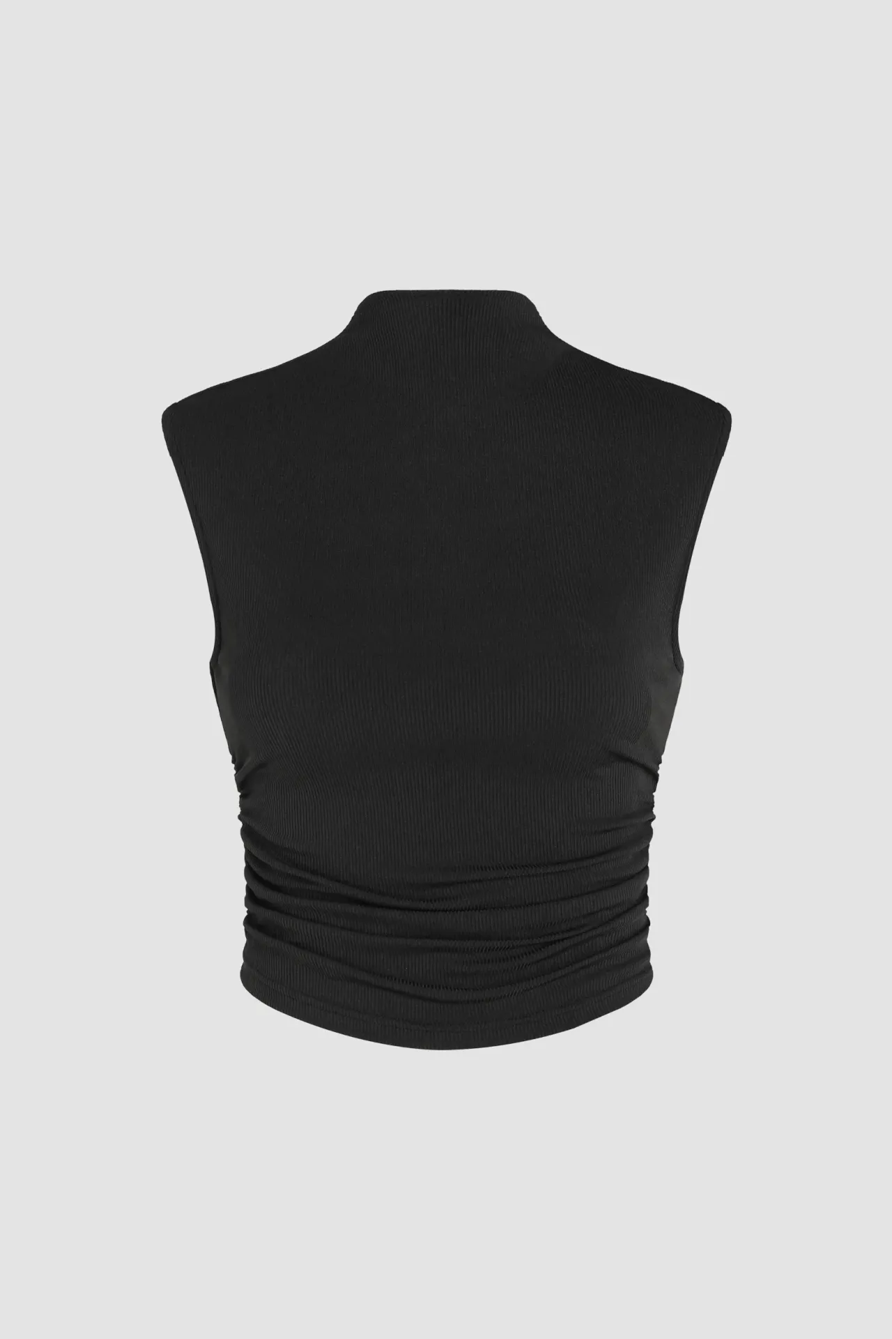 Ruched Half Turtleneck Crop Top