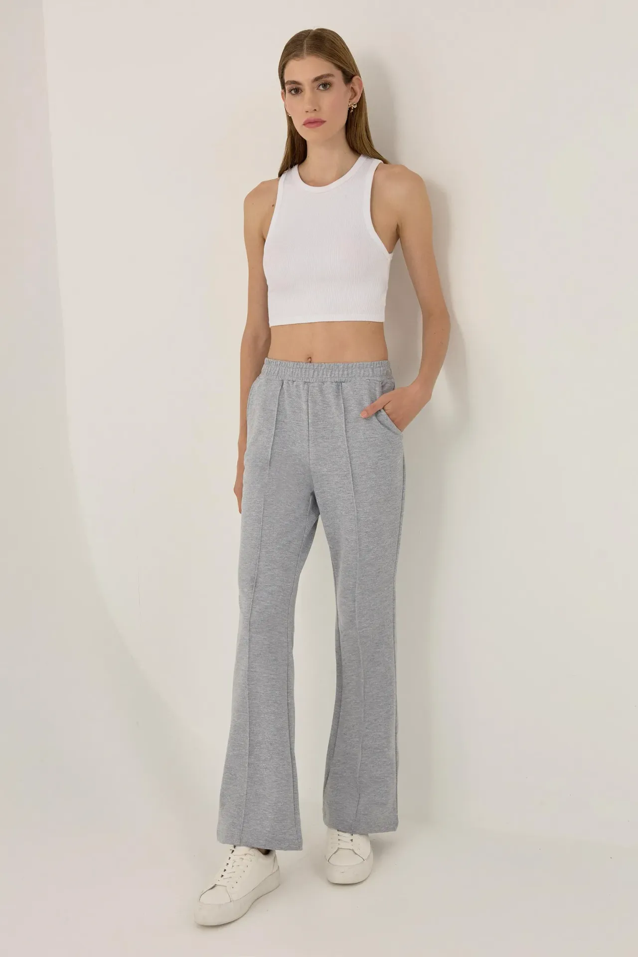 Flare Leg Elastic Waist Sweatpants