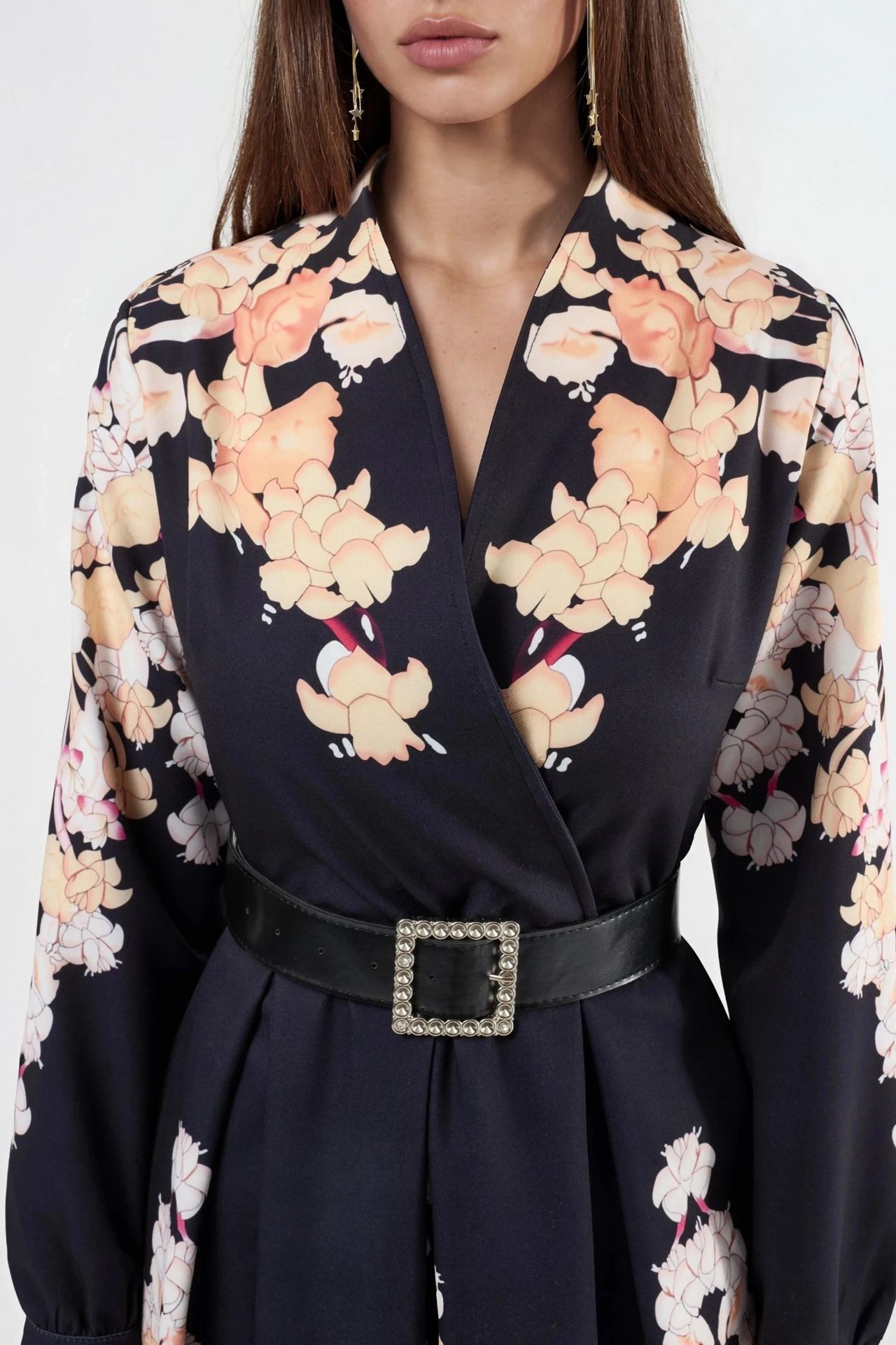 MSN Floral Print V-Neck Belted Mini Dress 4