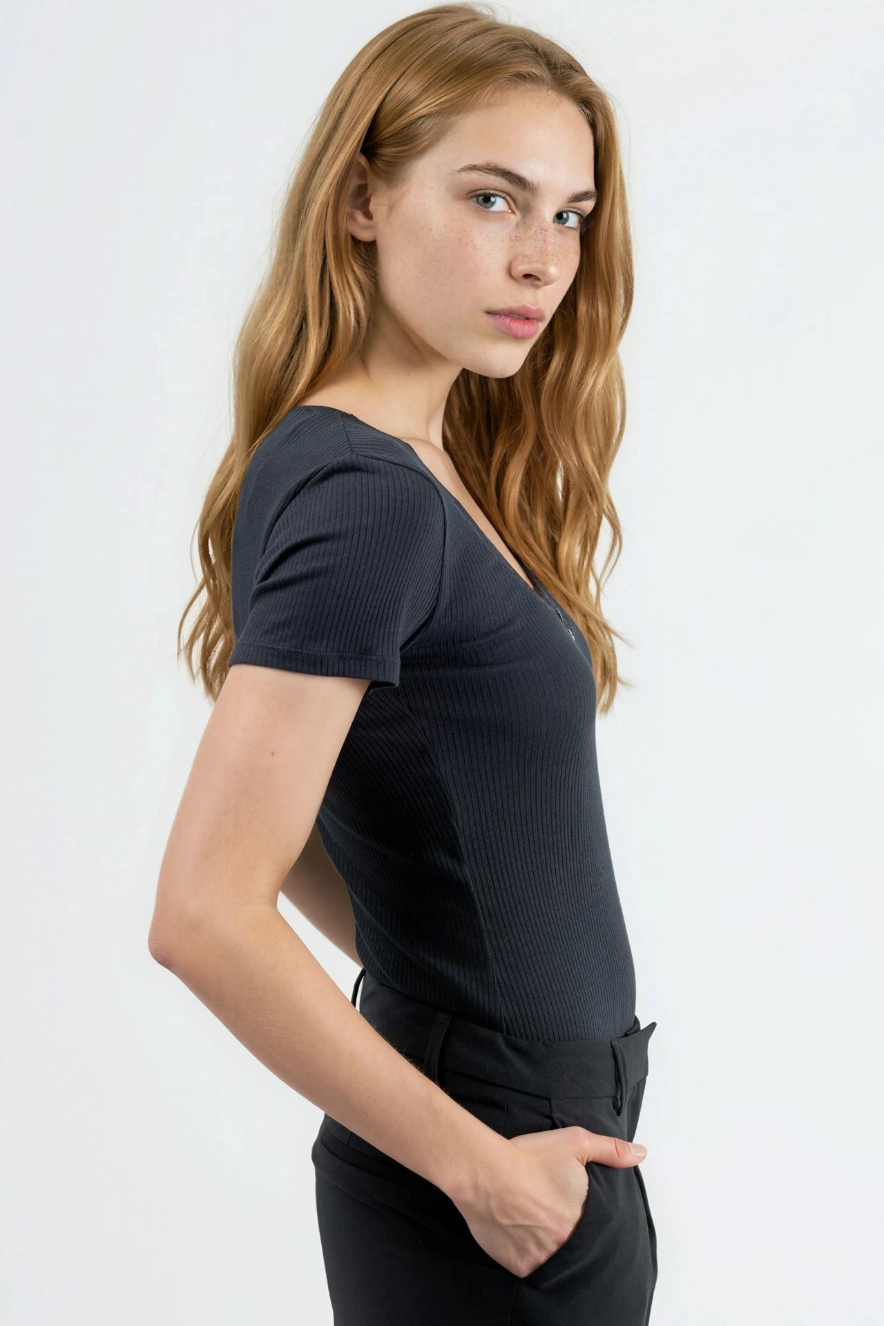 BUSEM V-Neck Blouse with Lace Detail 2