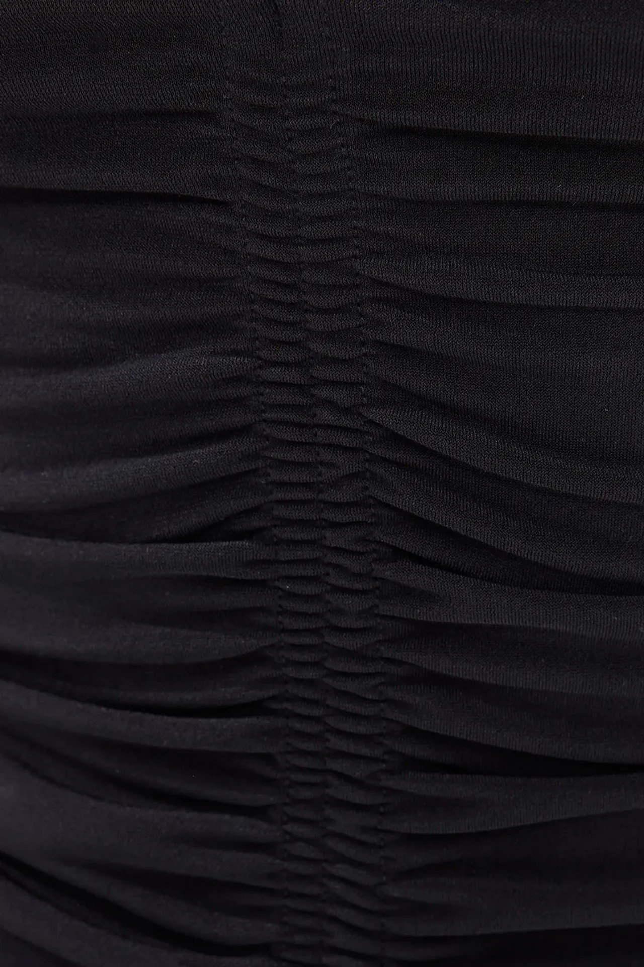Ruched Plunge-Neck Midi Dress
