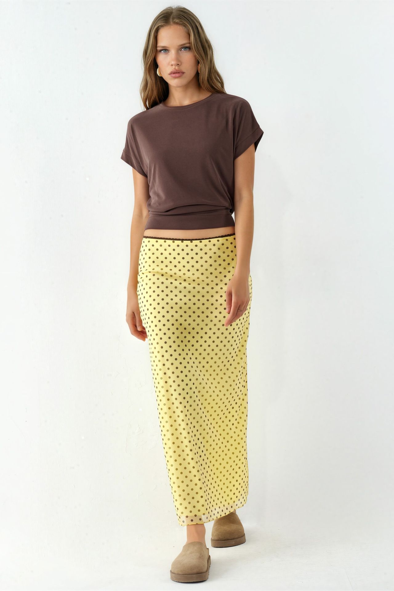 Polka Dot Tulle Stretch Skirt with Lace Detail 2