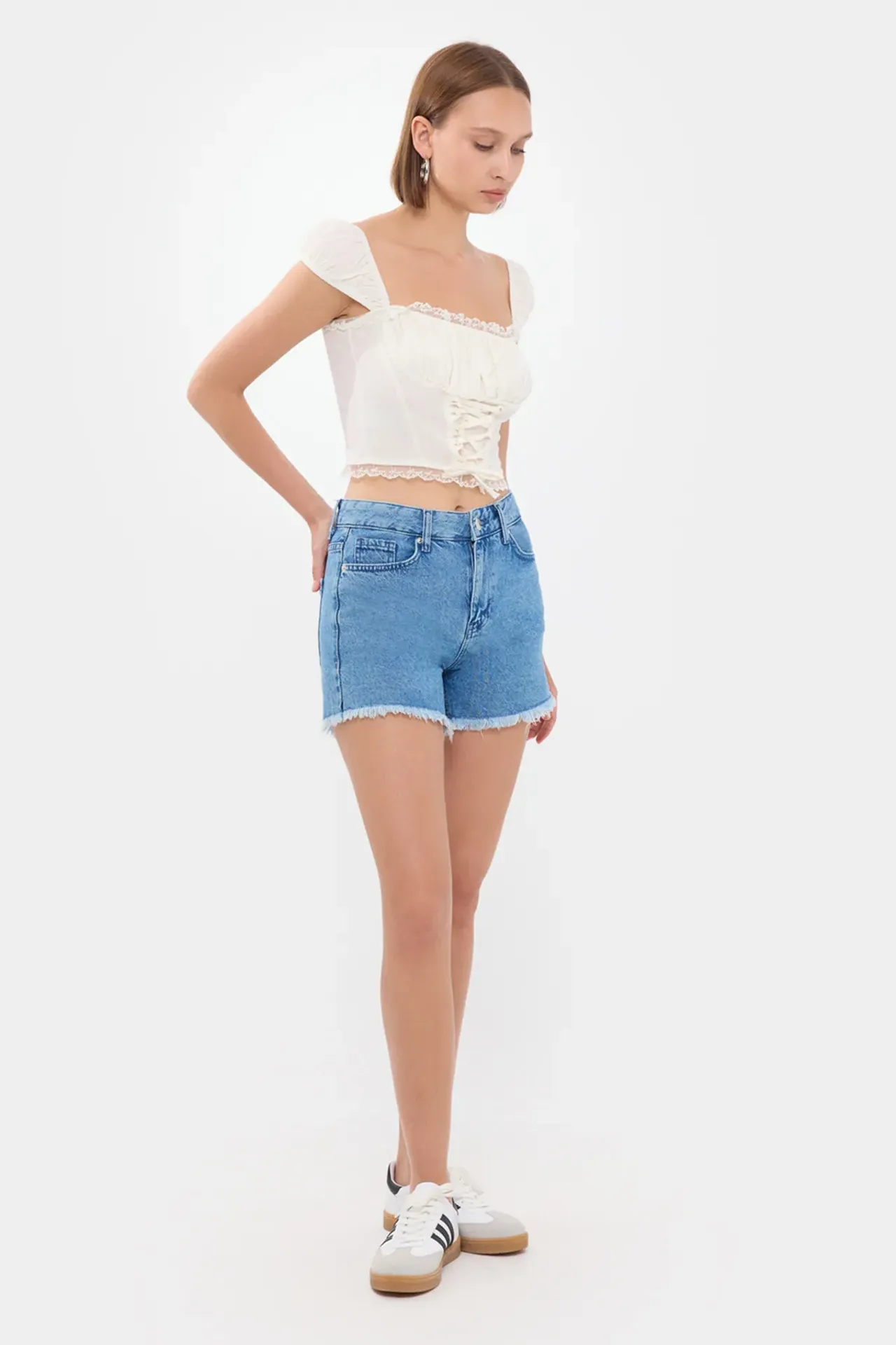 Square Neck Lace Up Corset Top