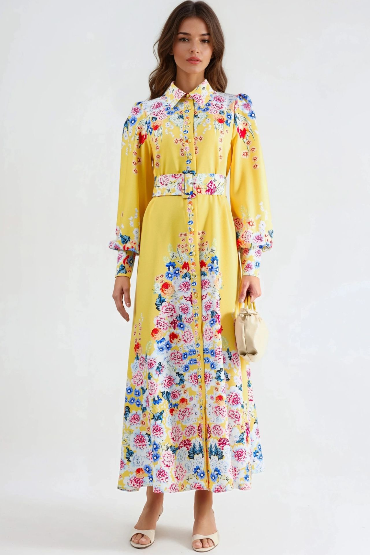 MSN Floral Maxi Dress with Button Closure 7