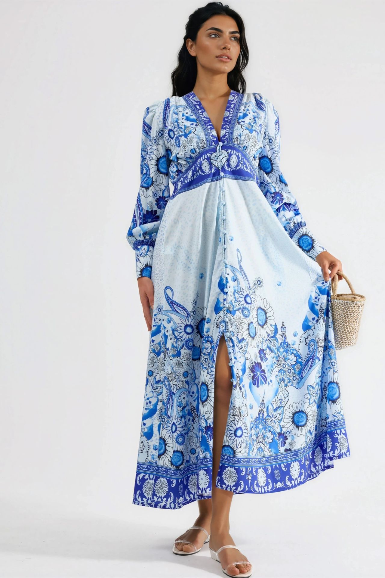 MSN Floral Maxi Dress with Paneled Design 1