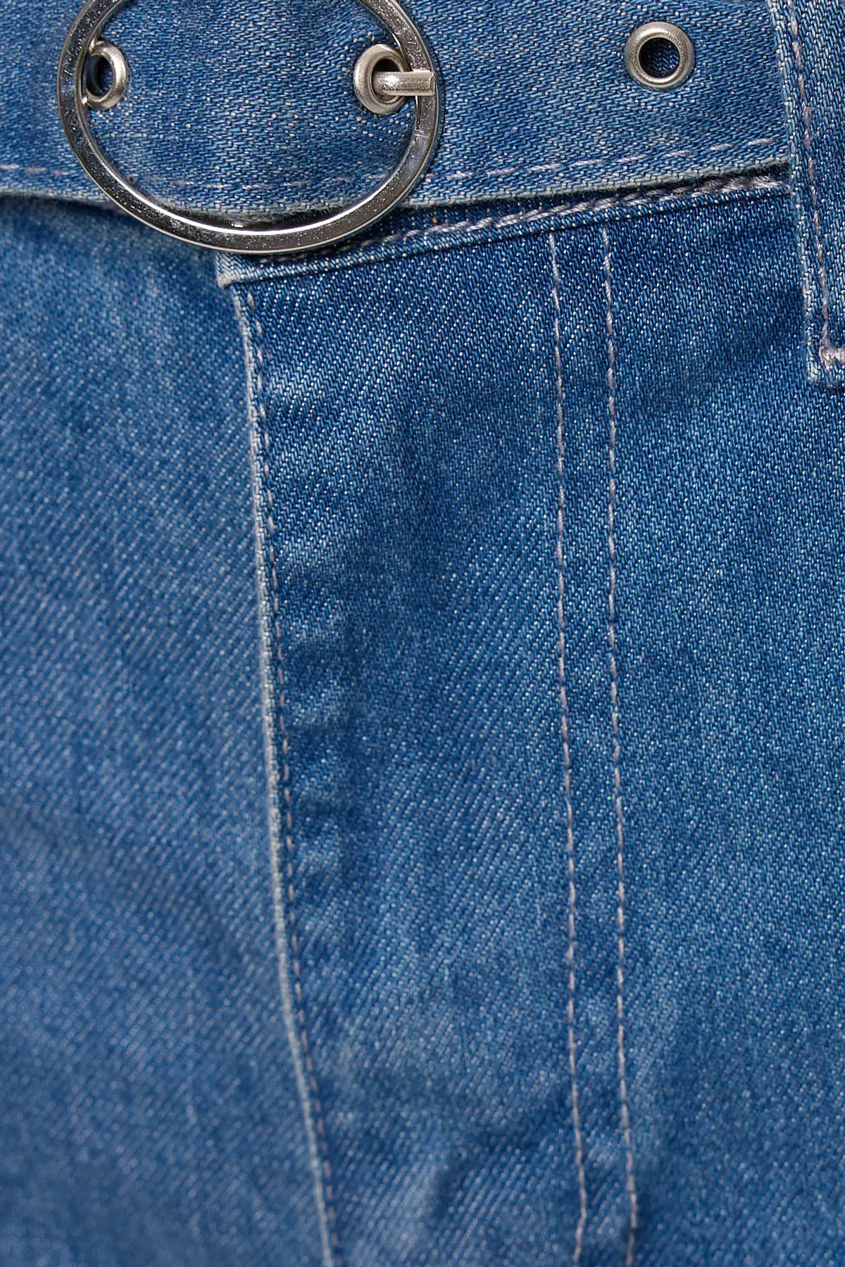 Kemer Detaylı Yüksek Bel Mom Fit Kot Pantolon 5