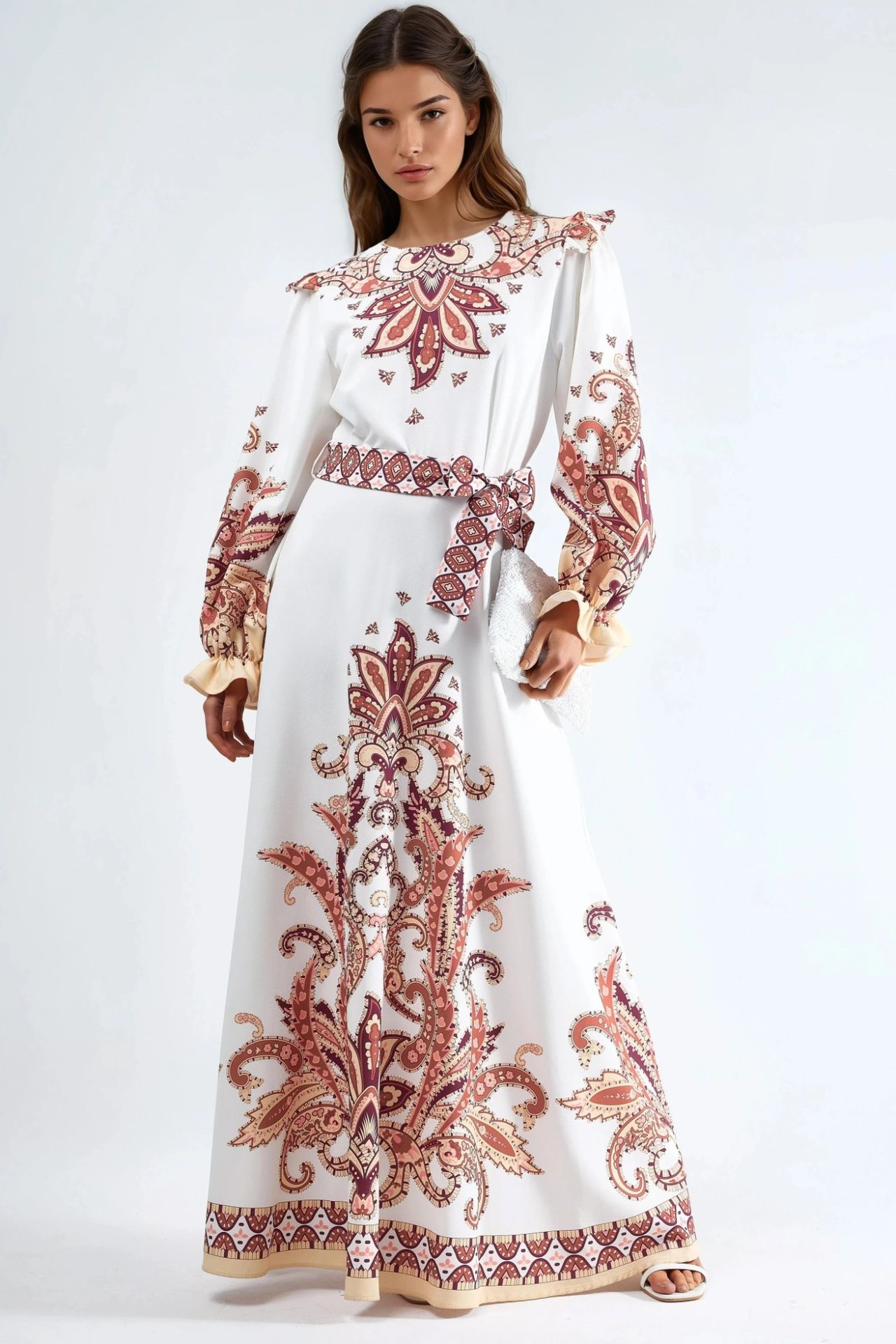 MSN Paisley Print Maxi Dress with Tie Detail 4