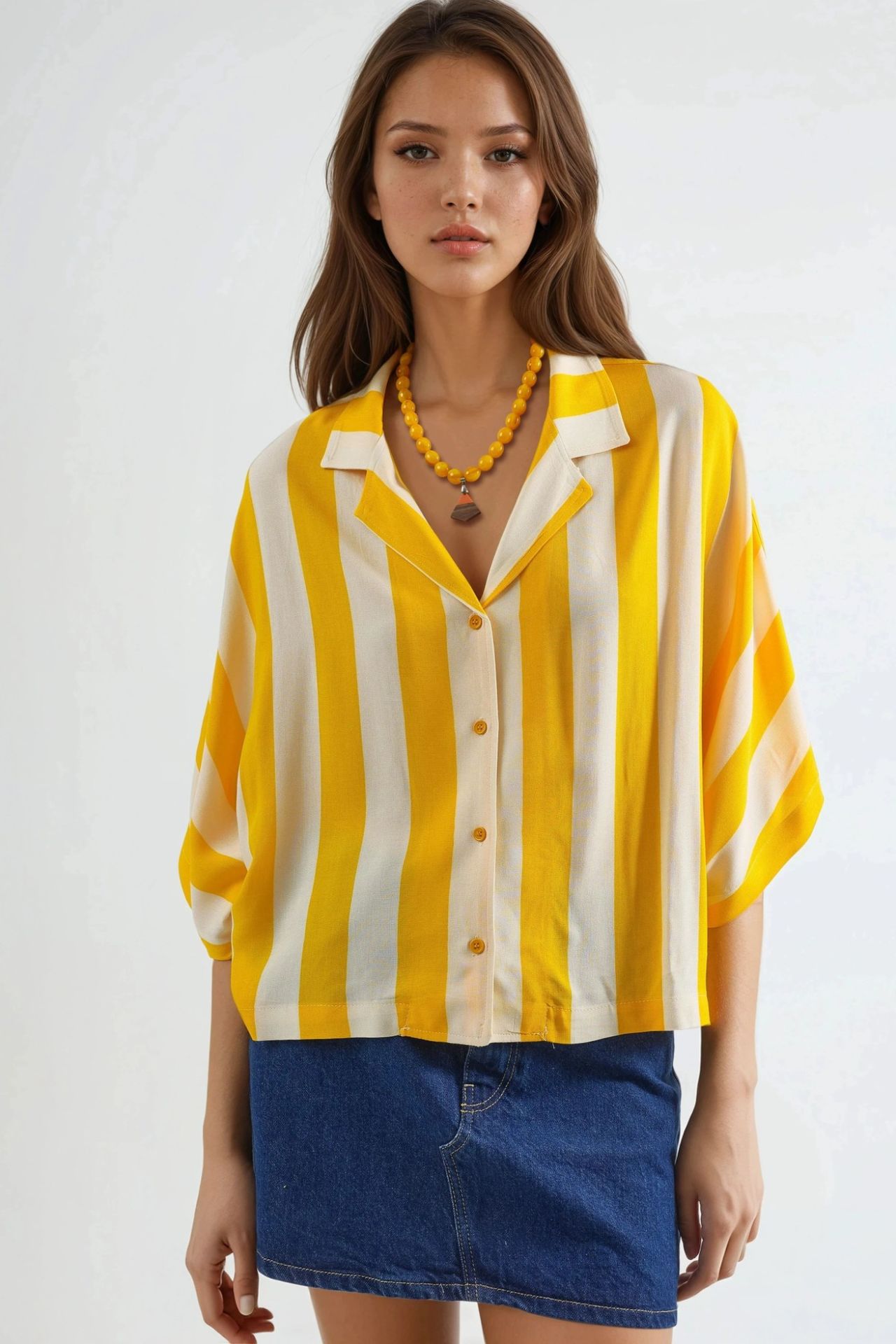 BUSEM Relaxed Fit Striped Button-Up Shirt 7