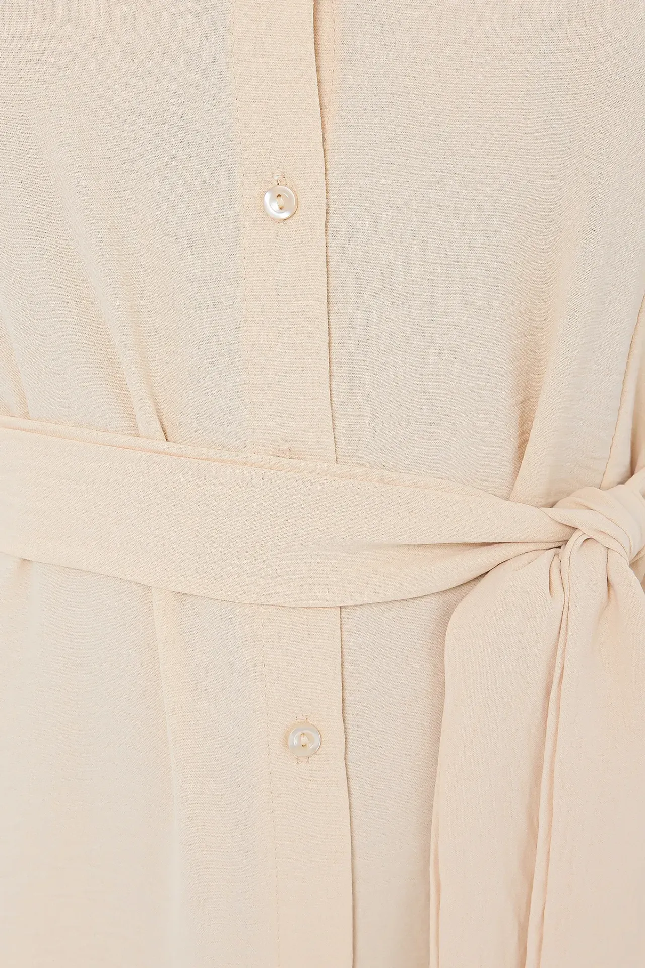 Buttoned Shirt Collar Midi Dress with Front Slit