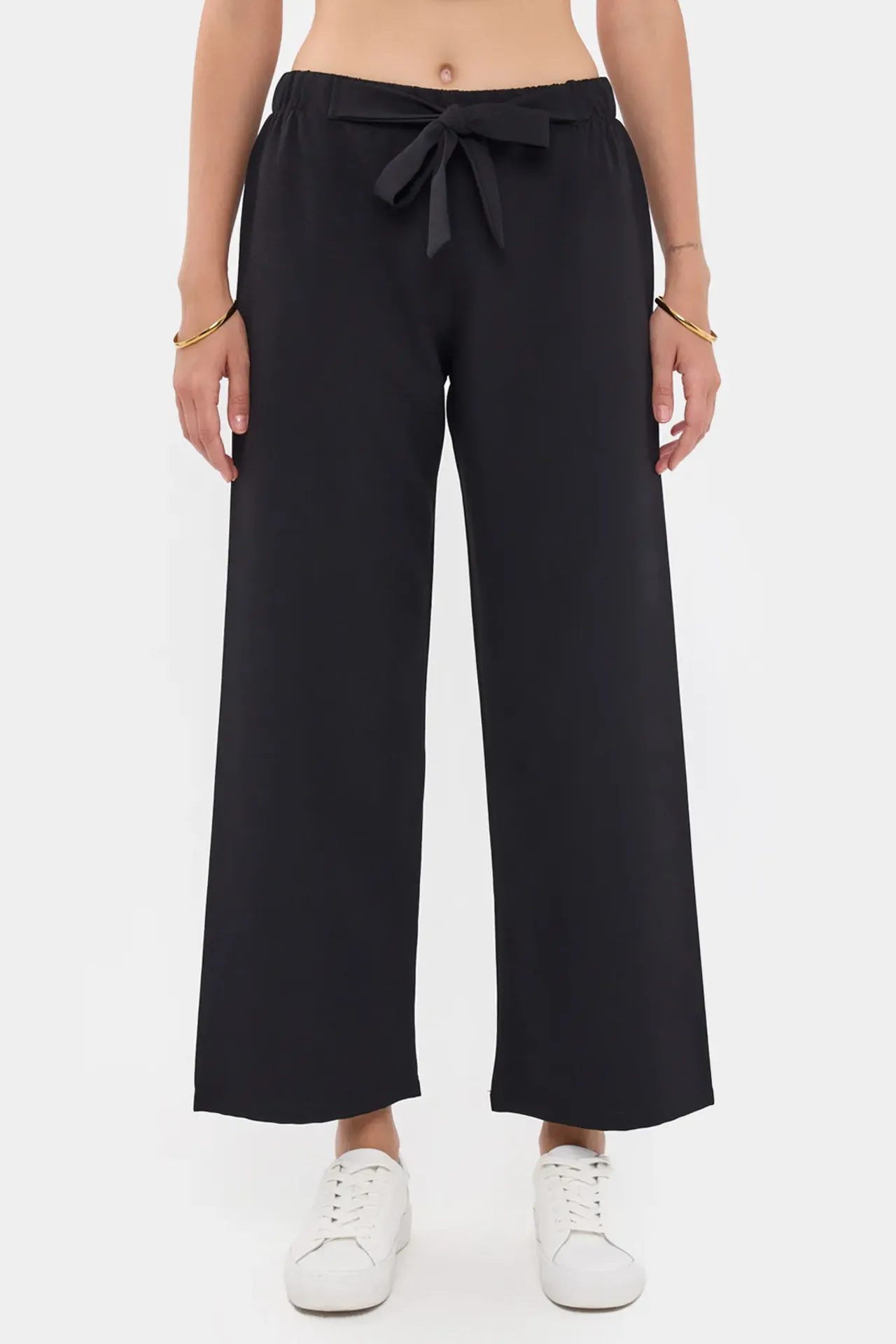 Wide-Leg Trousers with Drawstring Detail