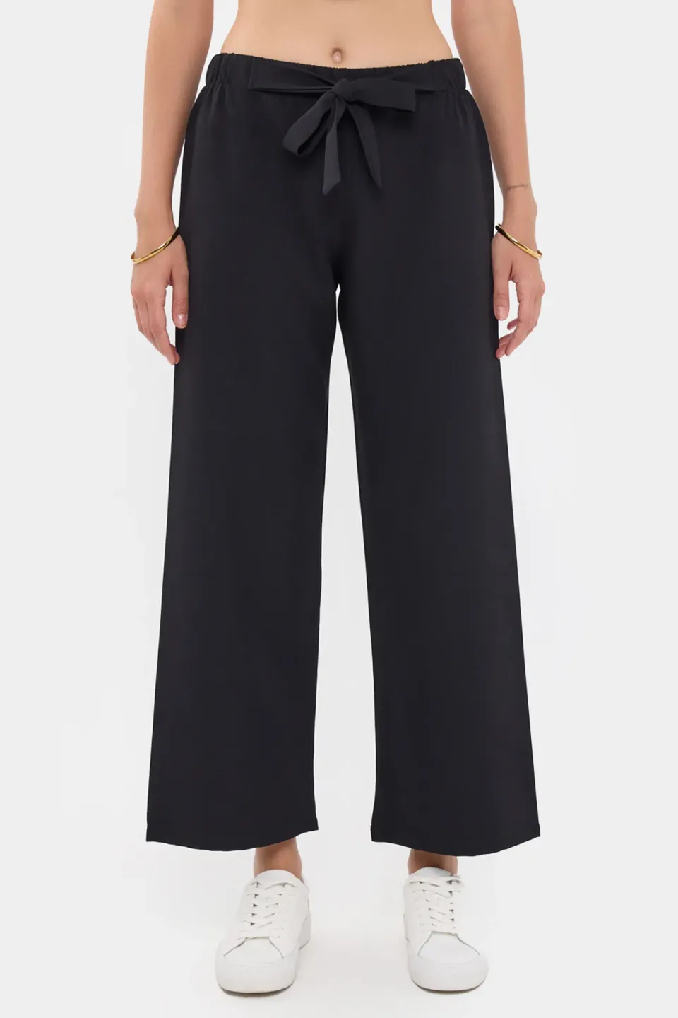 Wide-Leg Trousers with Drawstring Detail