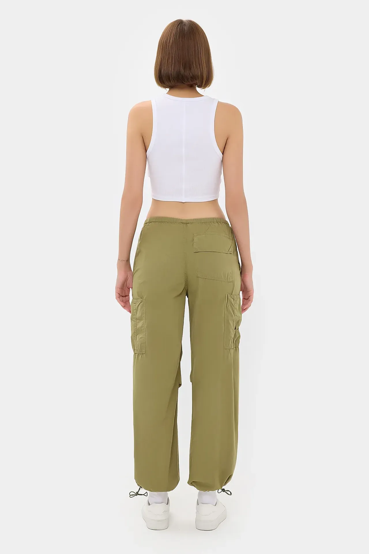 Mid Rise Drawstring Cargo Trousers