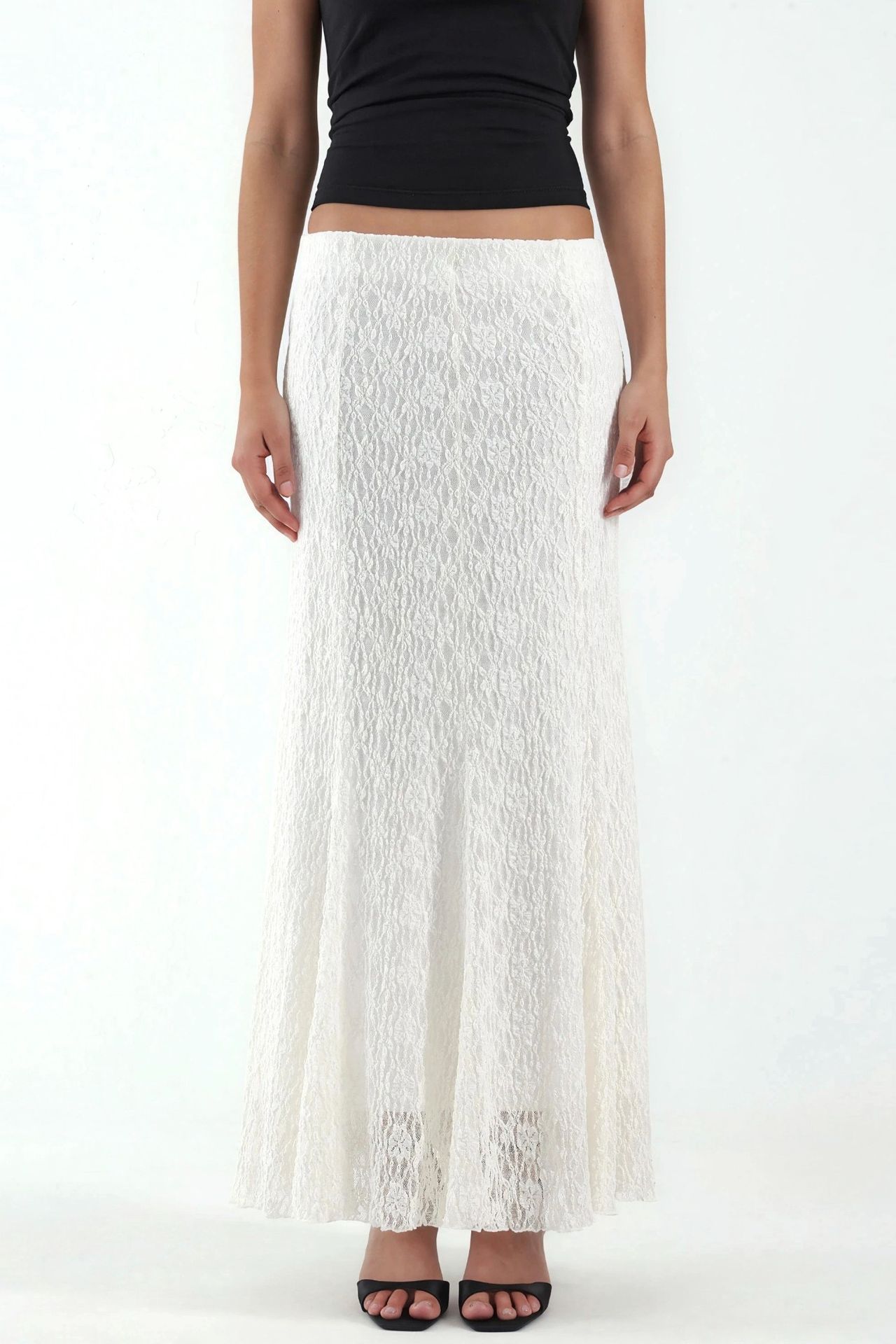 High Waist Lace Maxi Skirt 8