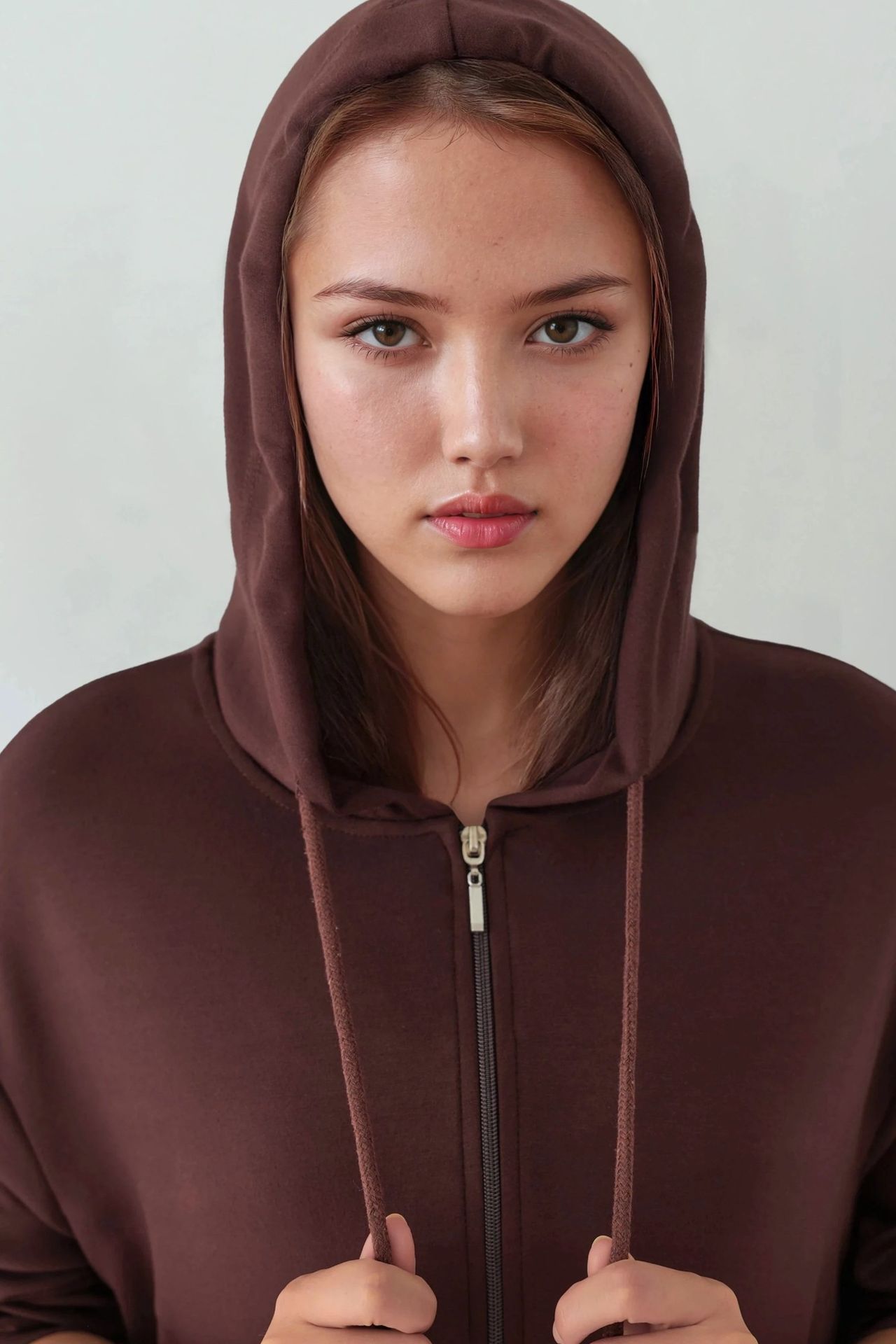 Modal Touch Fermuarlı Kapşonlu Sweatshirt 5