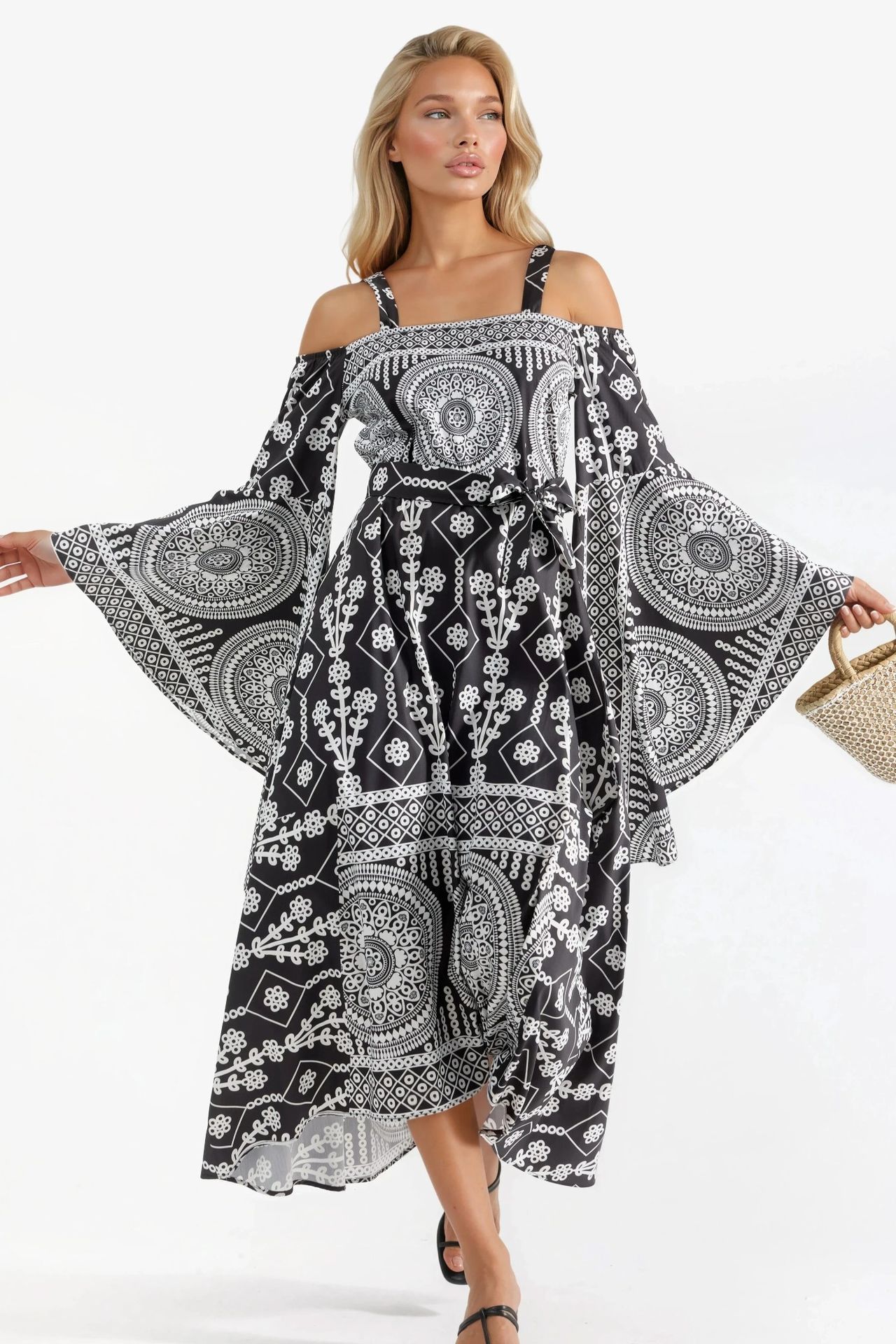MSN Strapless Geometric Cut Out Maxi Dress 1