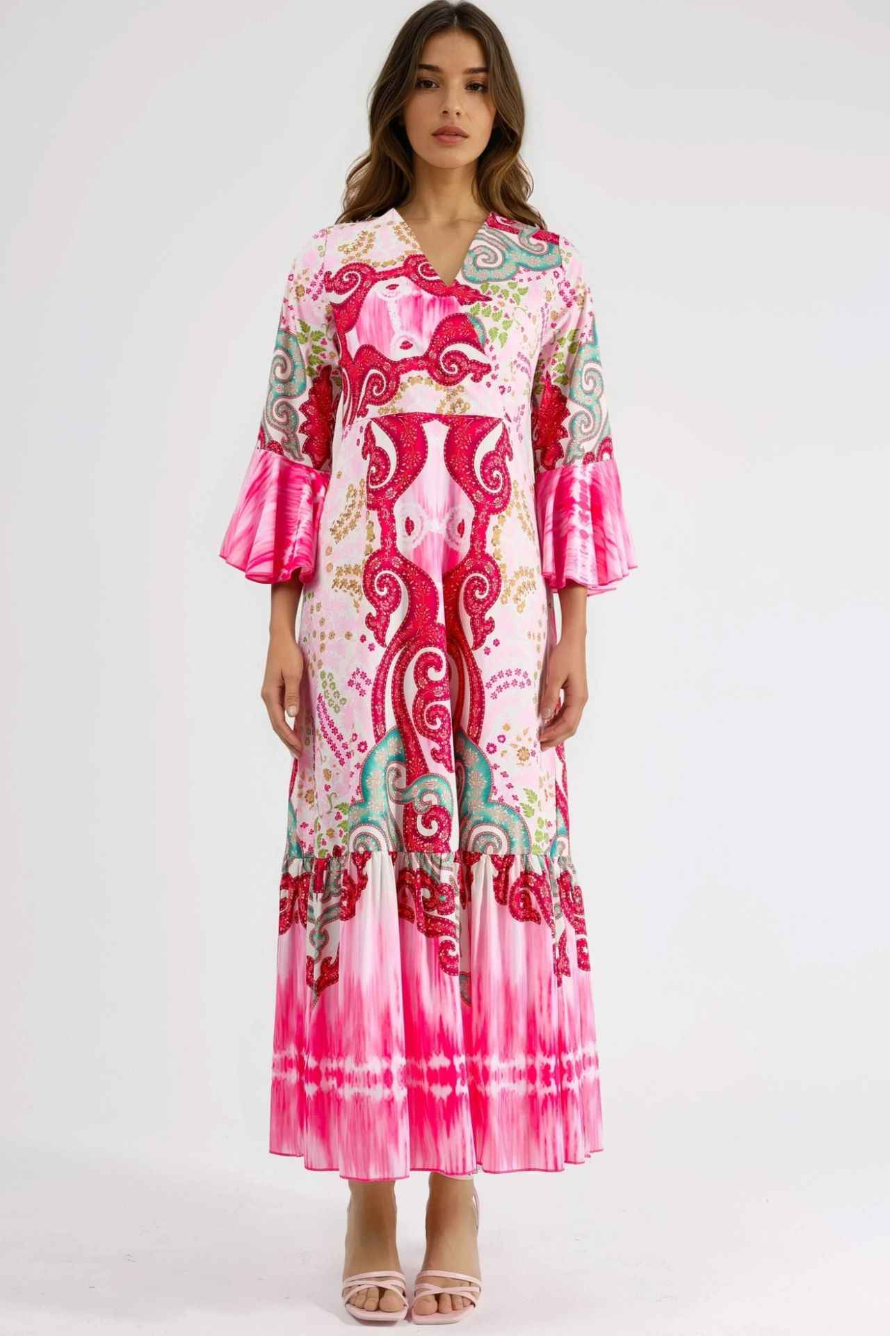 MSN Frilly Paisley V-neck Maxi Dress 7