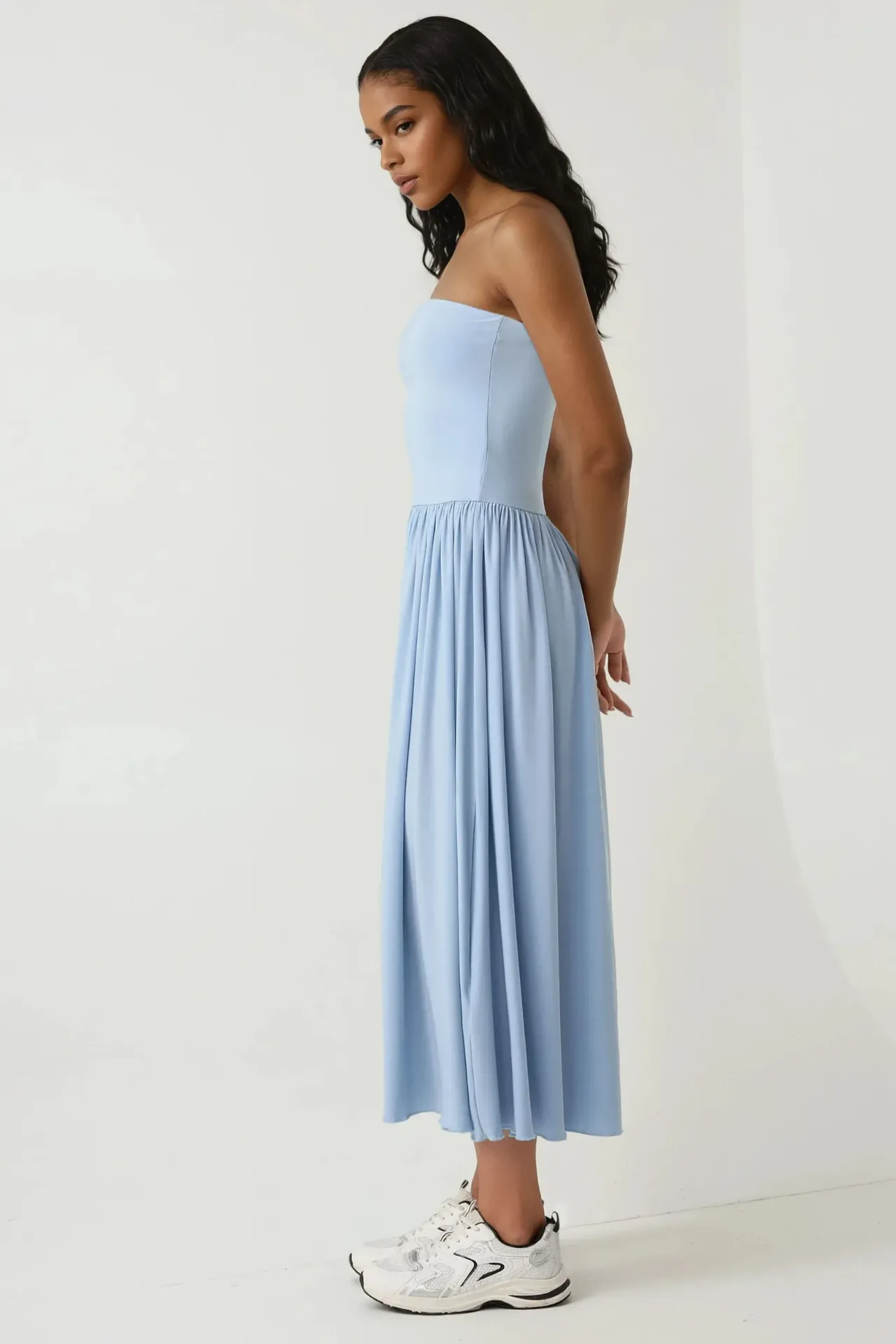 2-in-1 Midi Elastic Strapless Dress/Skirt 4