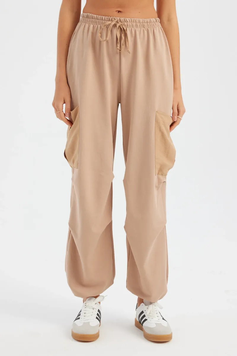 Bağcıklı Yüksek Bel Dokuma Jogger Pantolon 4