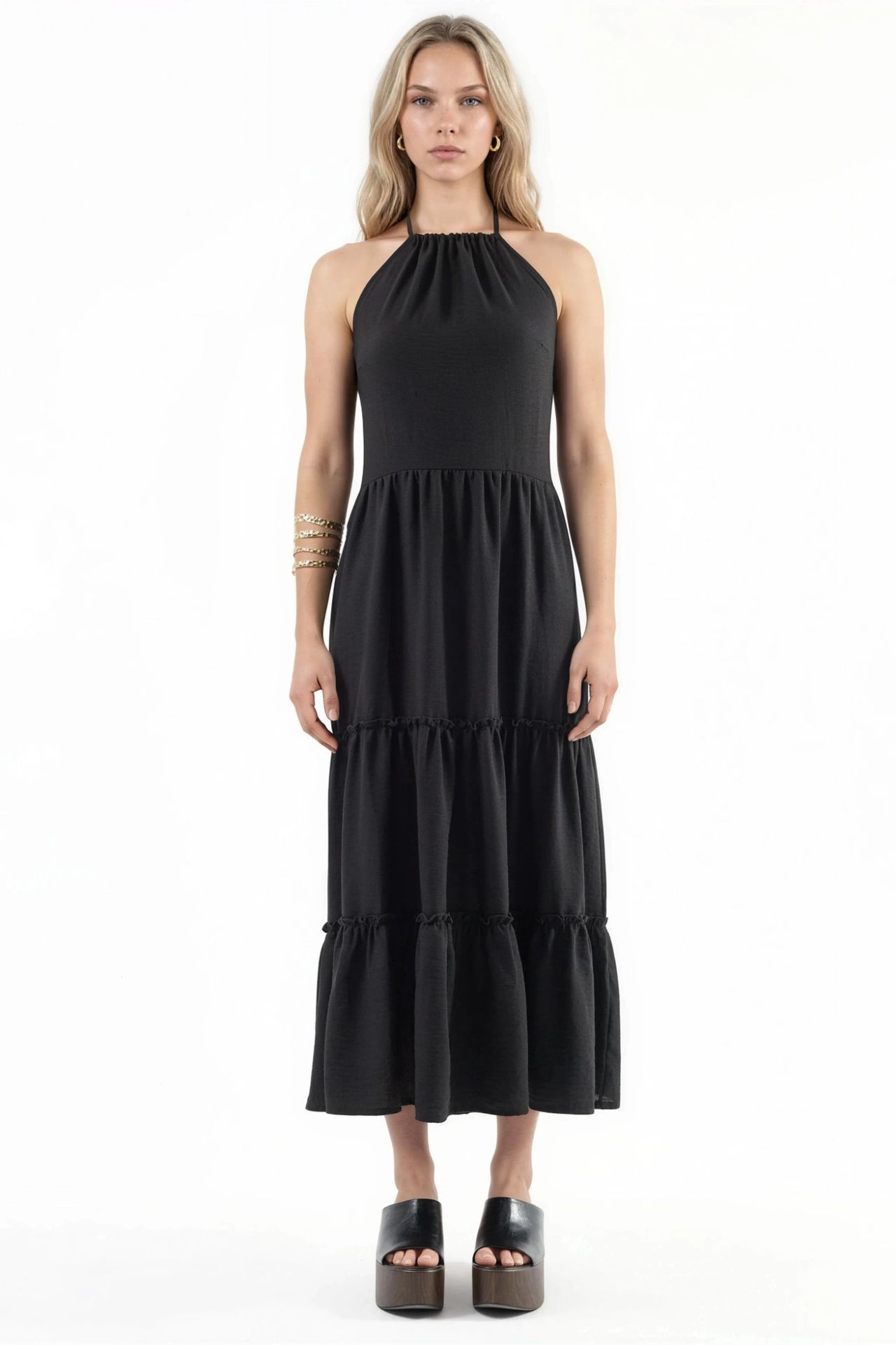 BUSEM Frilly Halter Neck Maxi Dress 7