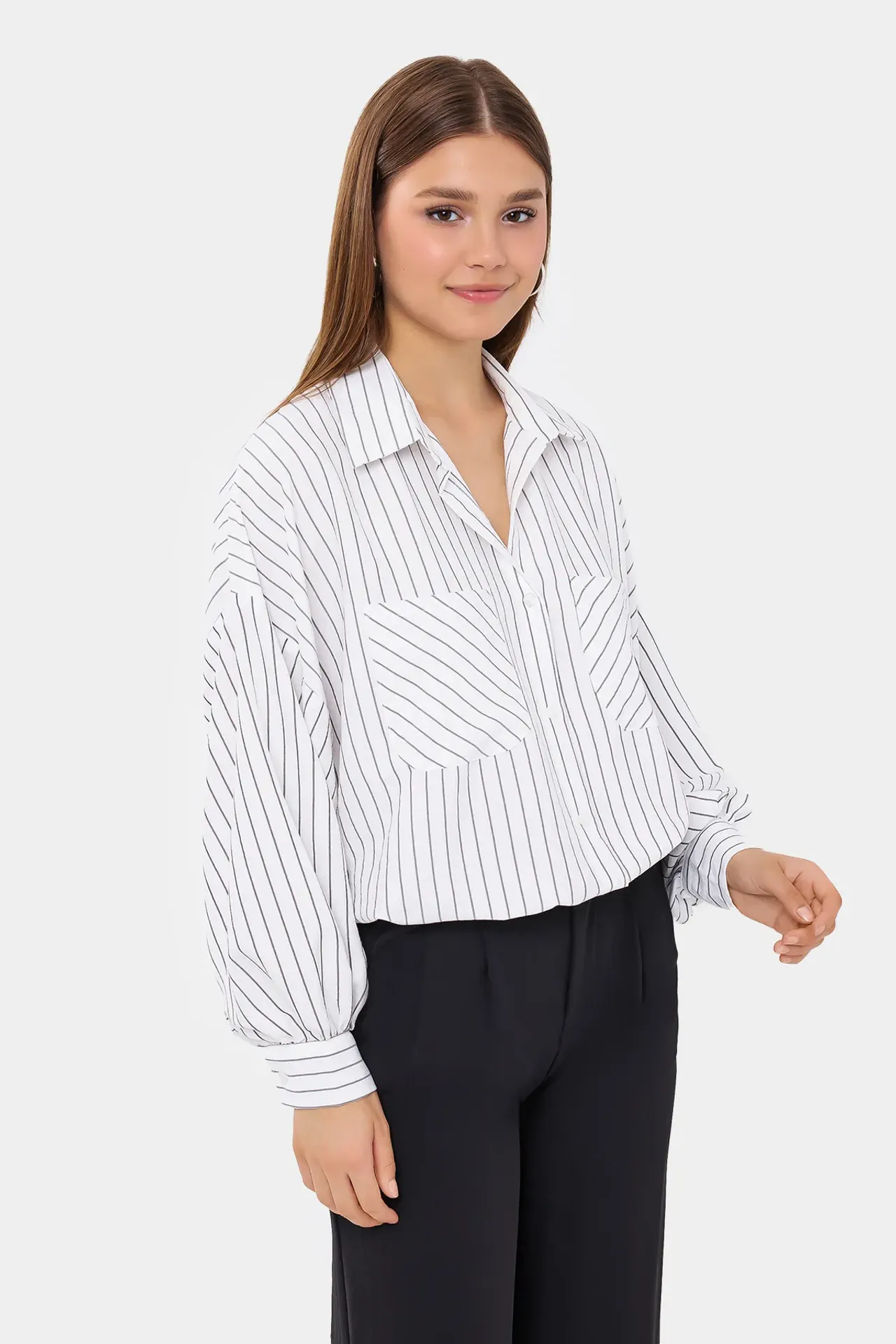 Relaxed Oversized Striped Long Sleeve Shirt