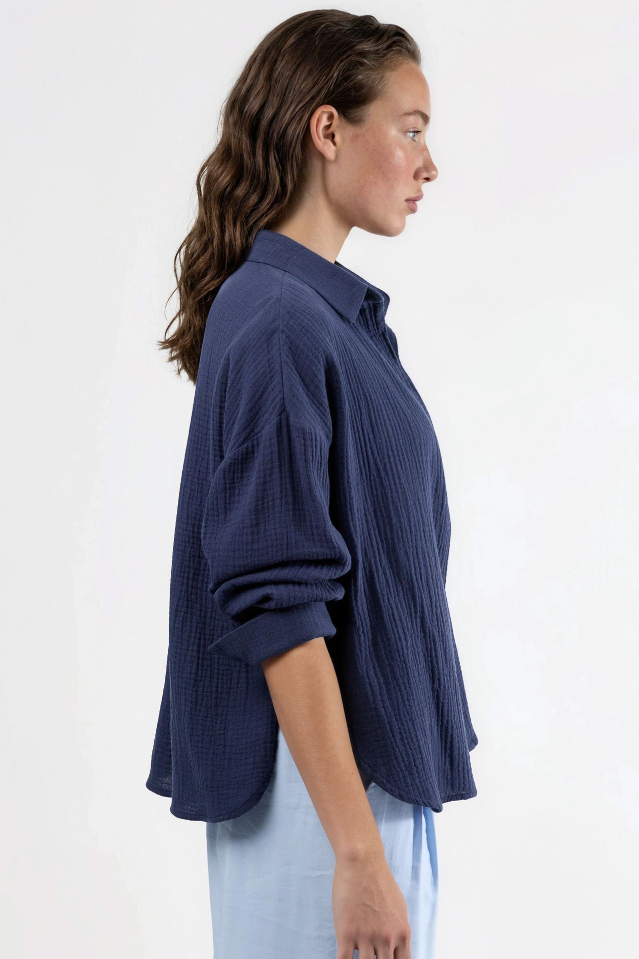 BUSEM Textured Woven Cotton Button-Up Shirt 6