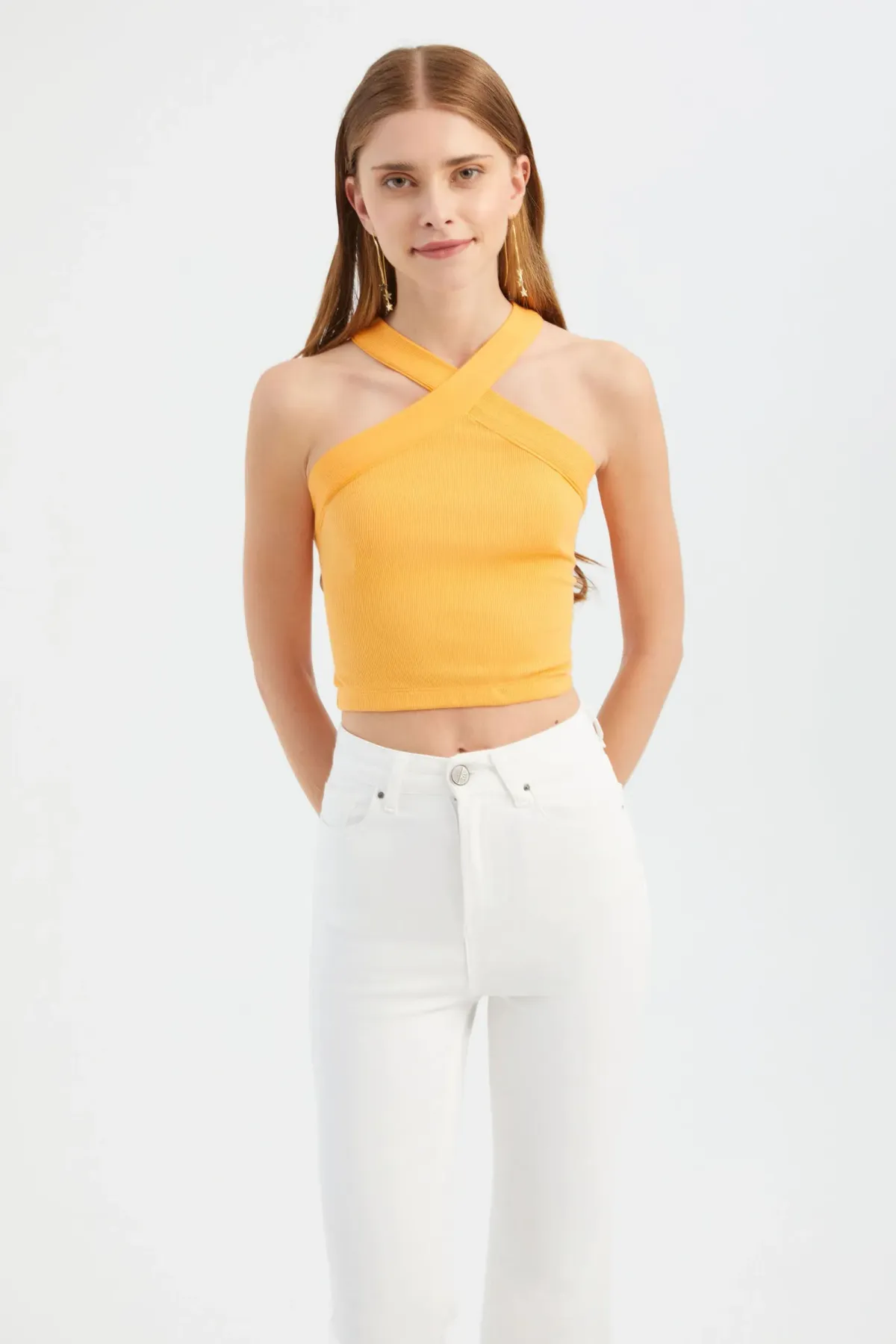 Halter Neck Cross Front Crop top 1