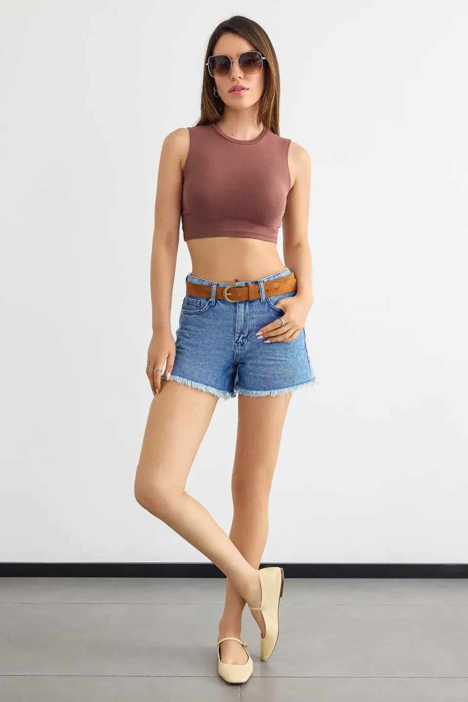 Round Neck Sleeveless Cotton Camisole Tank Top