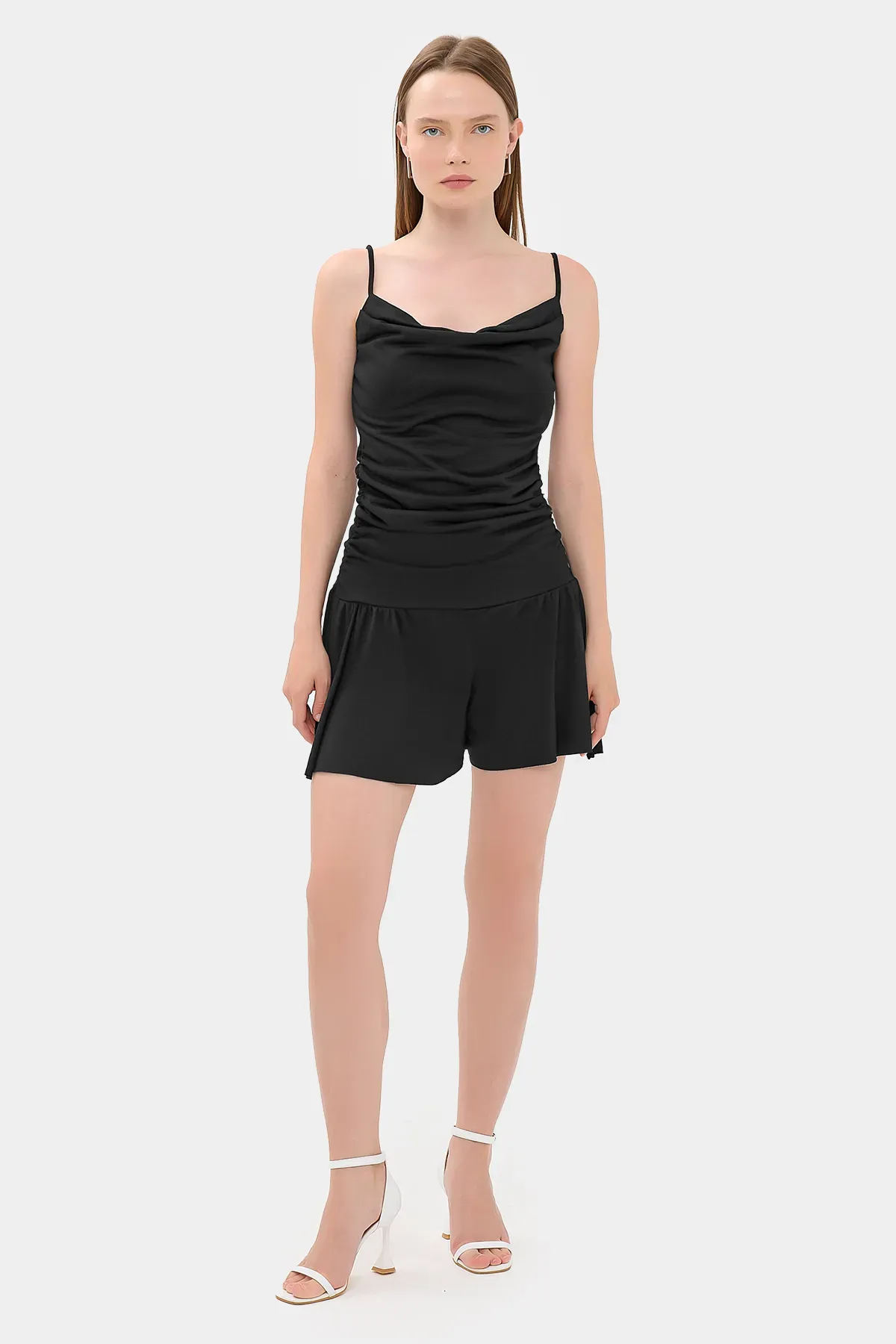 Ruched Spaghetti-Strap Woven Jumpsuit 2