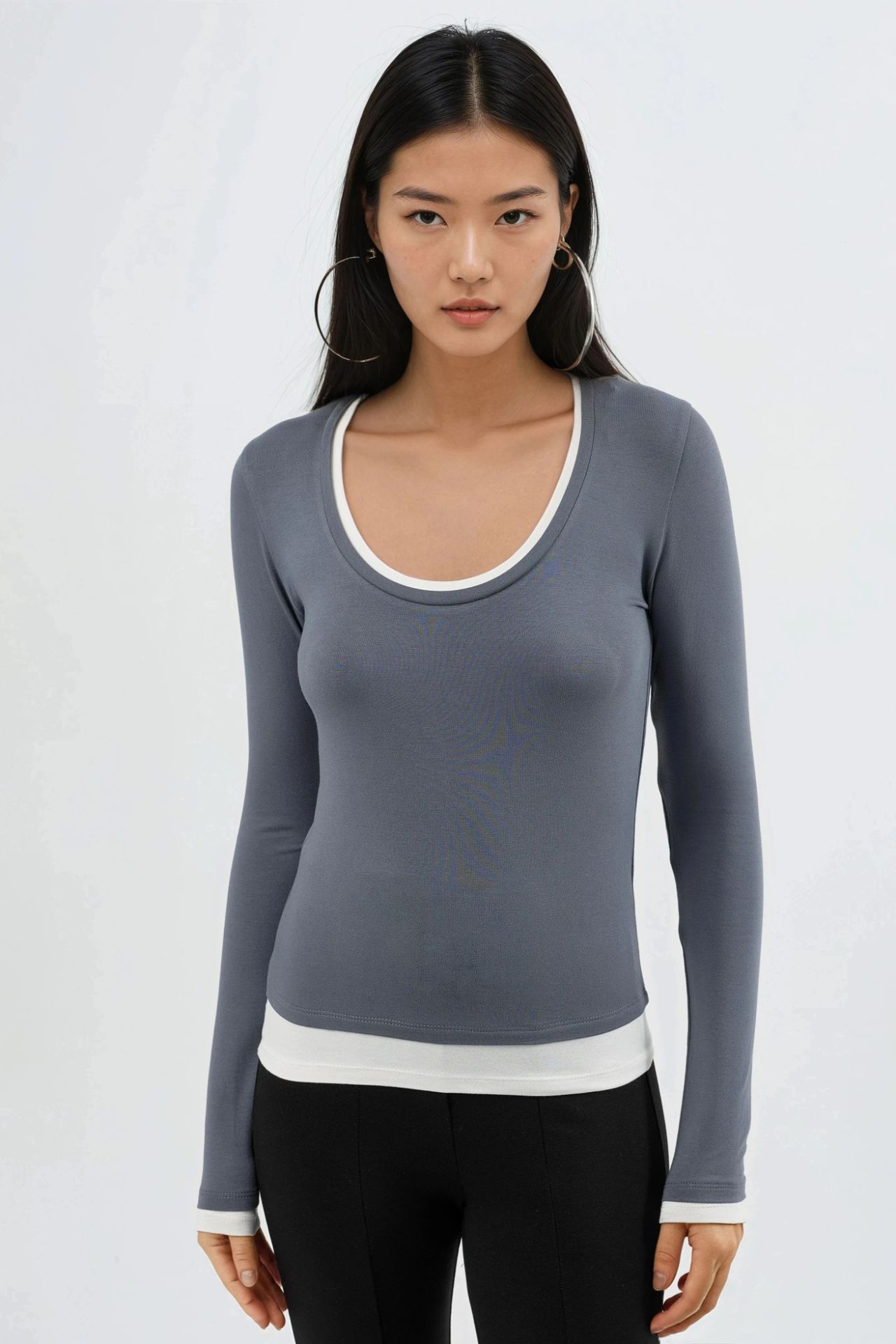 BUSEM Contrast Binding Long Sleeve Blouse 6