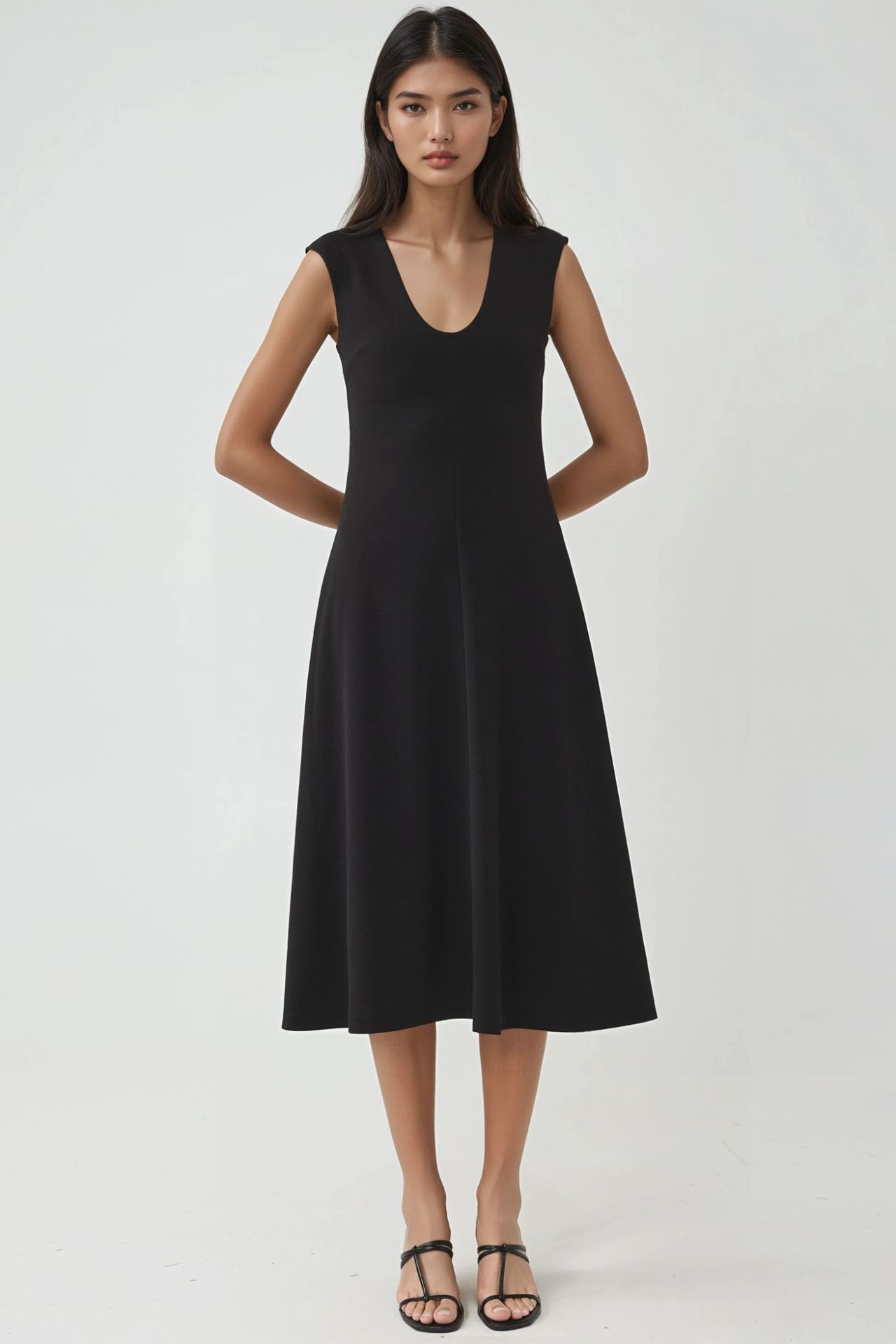 BUSEM V-Neck A-Form Midi Dress 6