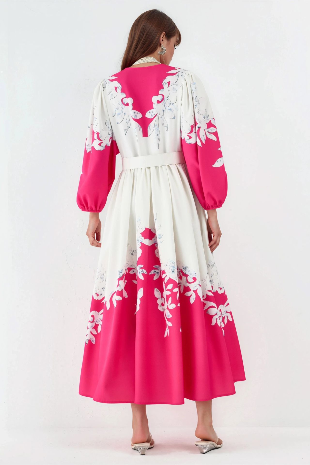 MSN Floral Maxi Dress with V-Neck and Button Detail