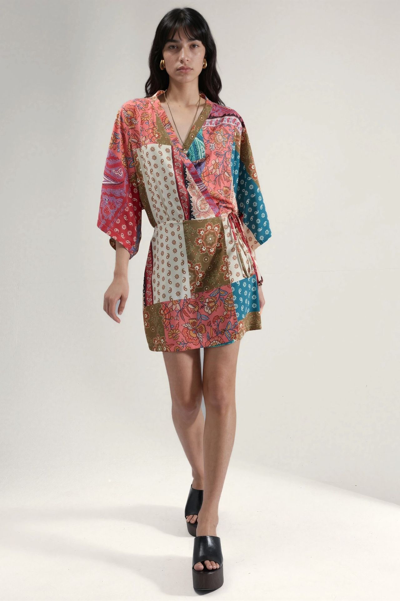 Ethnic Print Front-Tie Mini Dress 5