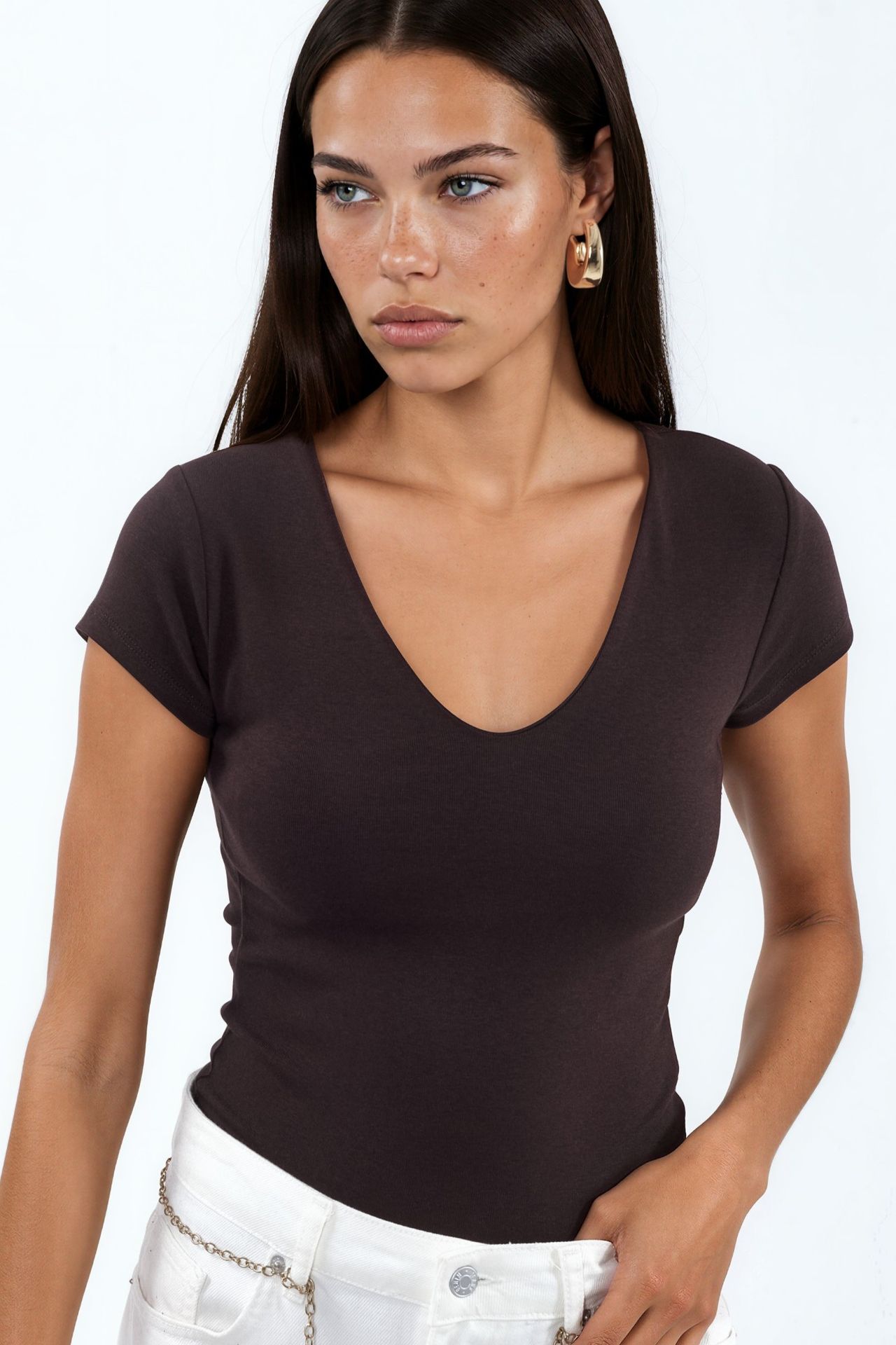 BUSEM V-Neck Modal Cotton Blend Blouse 1