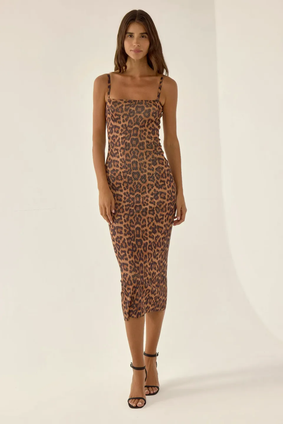 Bodycon Midi Dress with Leopard Print