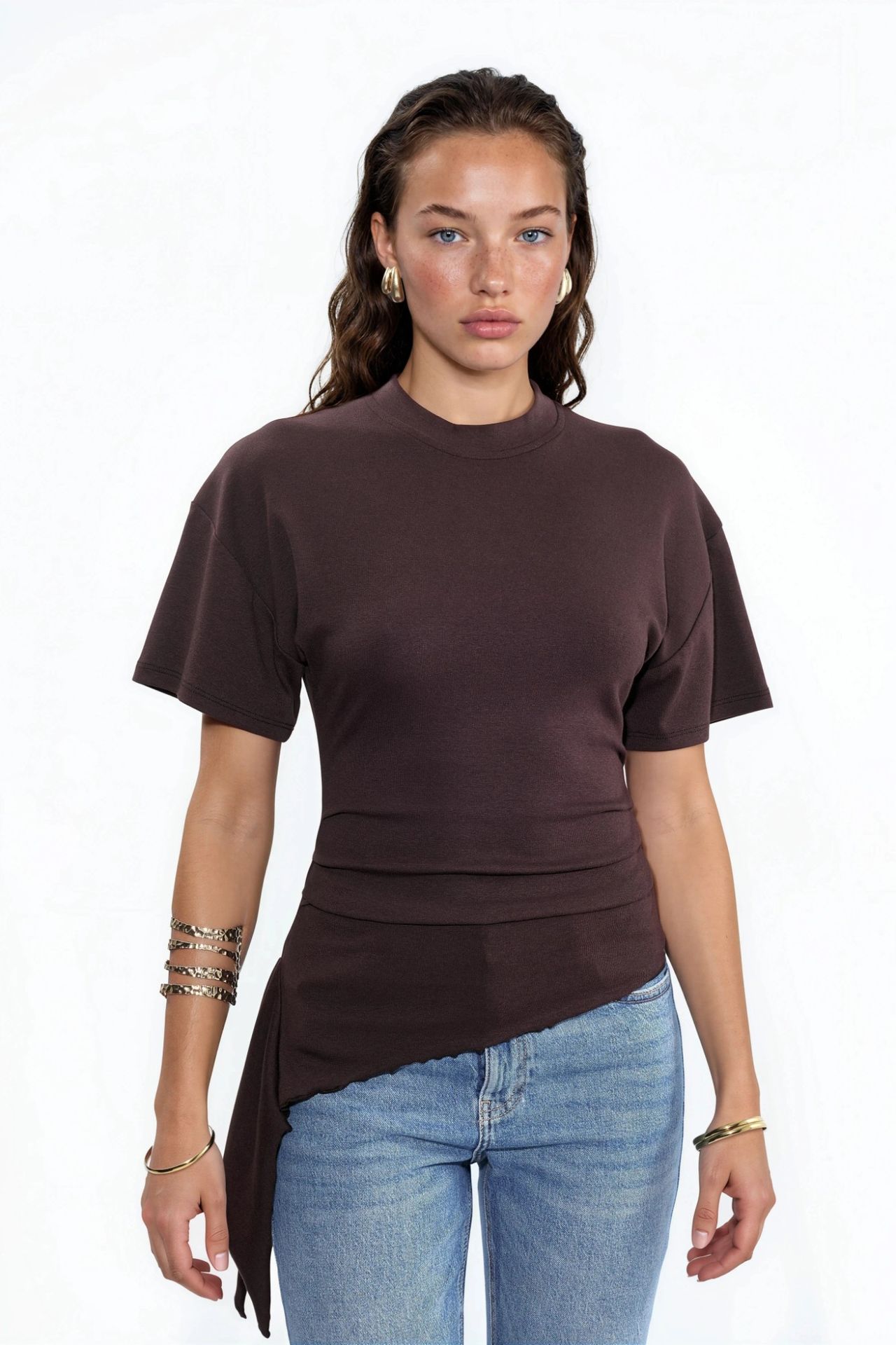 BUSEM Oversized Crew Neck Drape Blouse 1