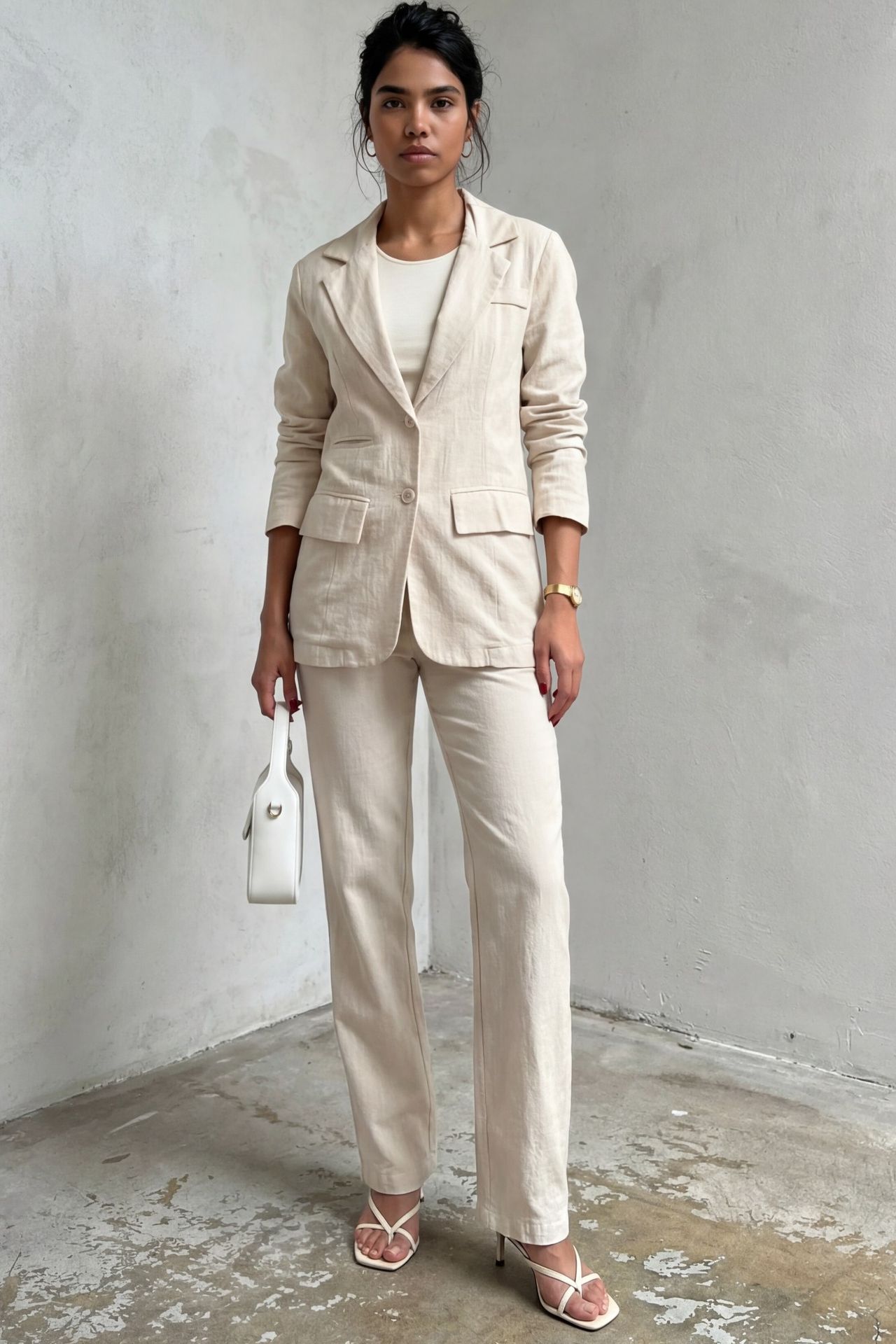 MY FASHION Buttoned Jacket Collar Two-Piece Set 1
